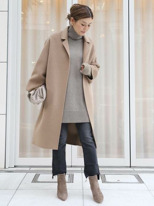 CINOH/チノ タートルネックニット ミニドレス キャメル ドゥーズィエム