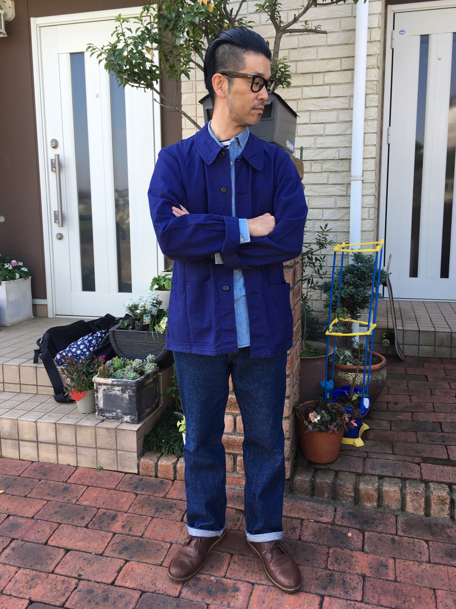 SAINT JAMESのカバーオールを使ったメンズ人気ファッション