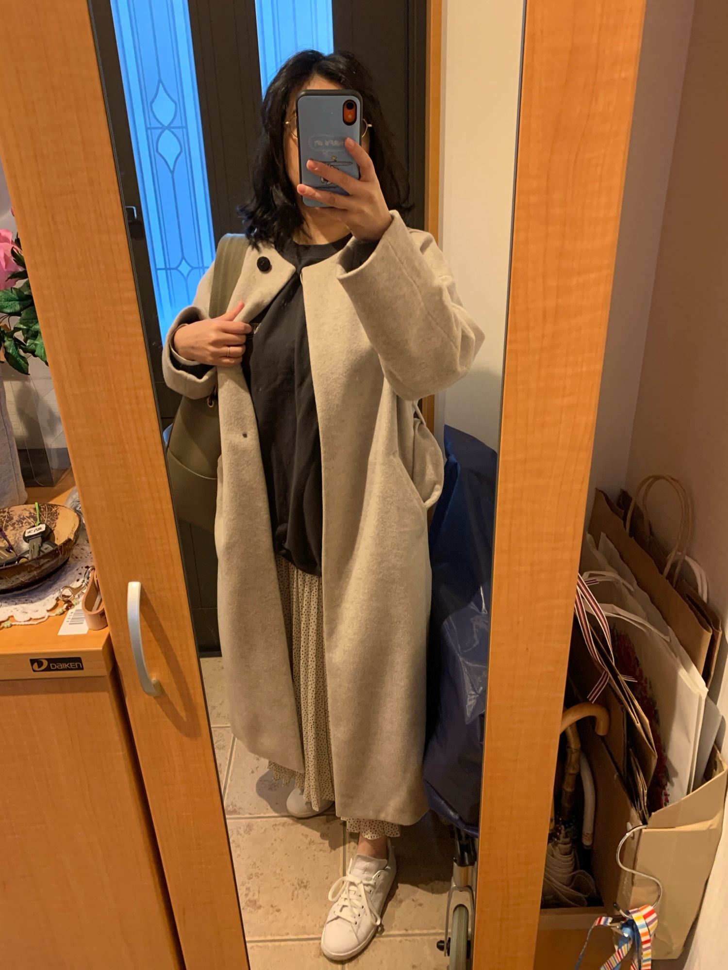 IENA ロングスリットコート 36 ウール IENA（イエナ）の「ロングスリットノーカラーコート◇（ノー