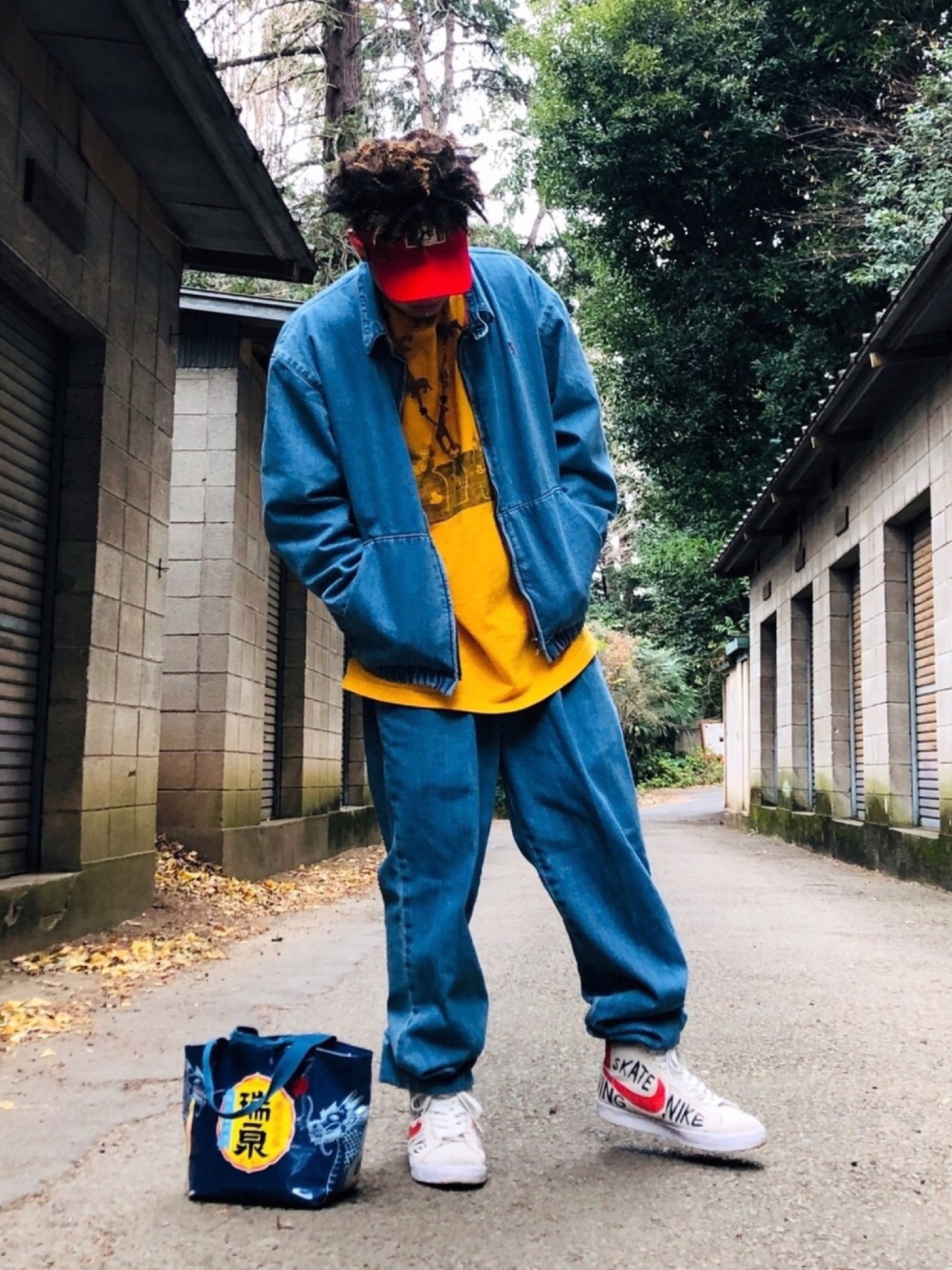 CROSS COLOURS デニム サンバイザー CROSS COLOURSのサンバイザーを使った人気ファッションコーディネート