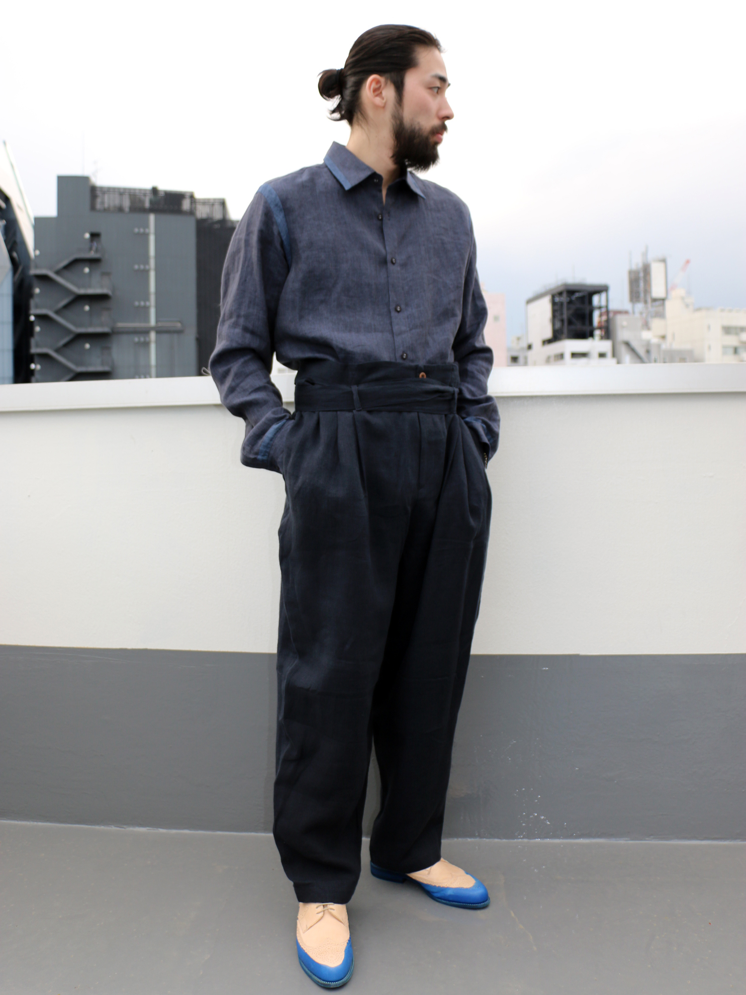 FRANK LEDER フランクリーダーHERRINGBONE LINENパンツ