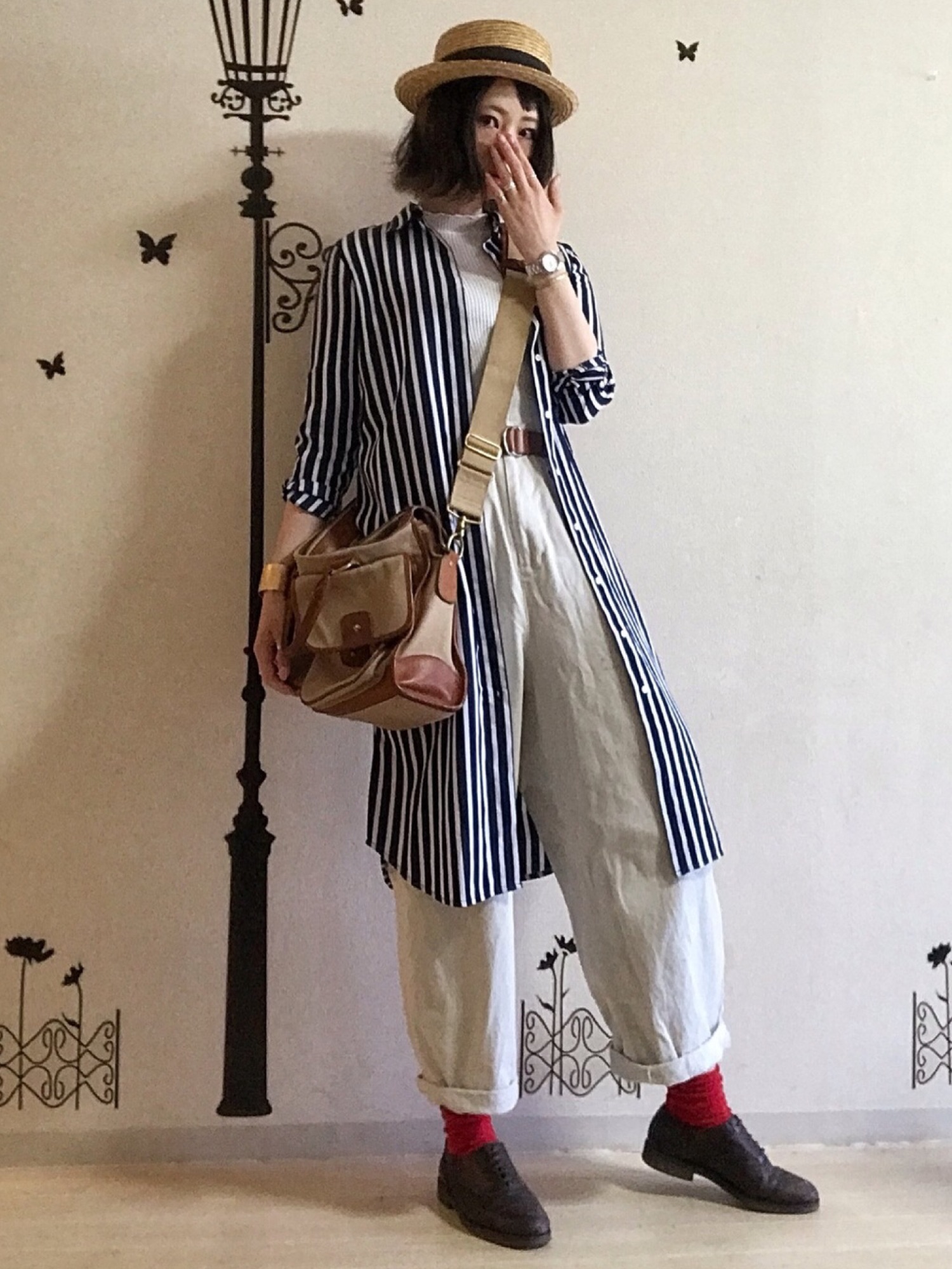 ポロラルフローレン　姉妹コーデ　シャツワンピース　ストライプ ベルテッド ストライプド コットン シャツドレス（シャツ