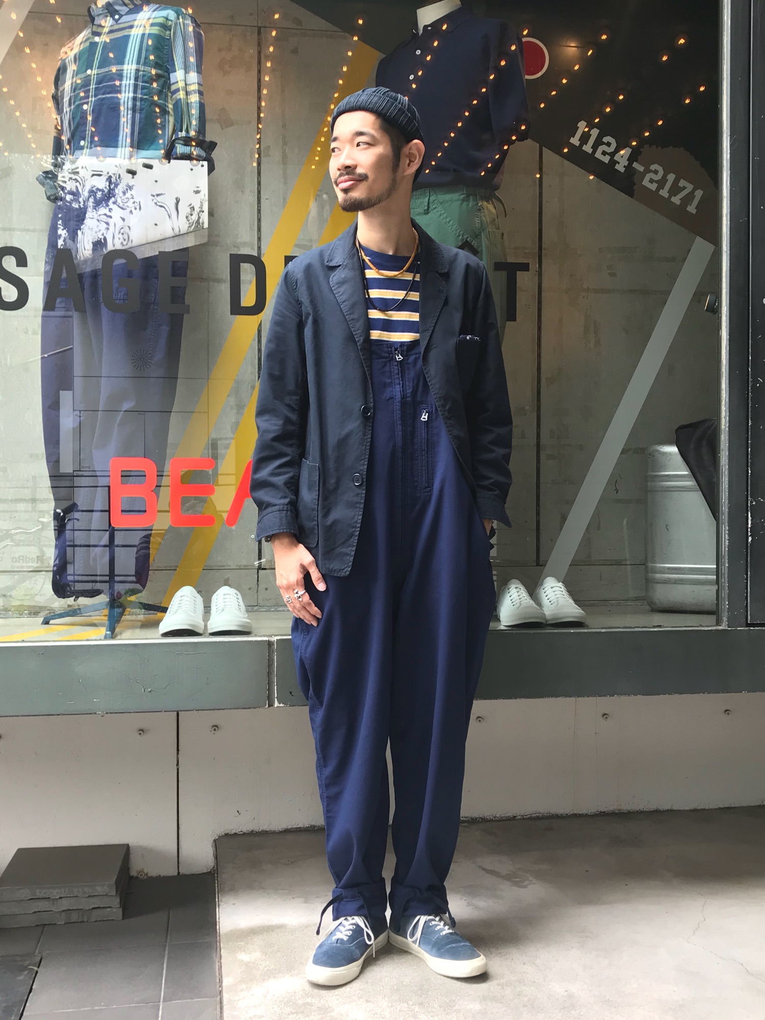 美品mountain research MT オーバーオールs/m ネイビー