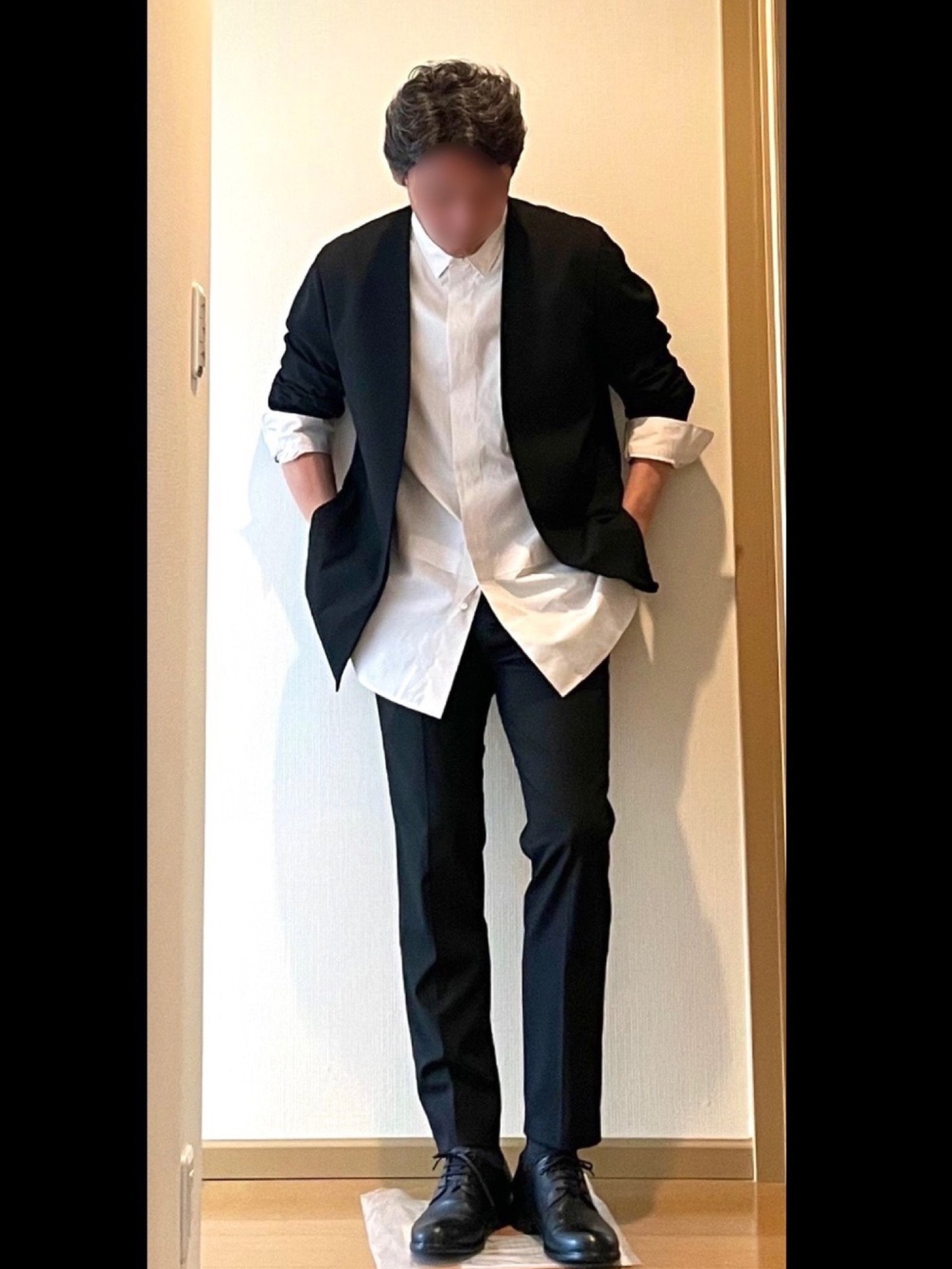 ノーカラージャケット スリム 結婚式 二次会 パーティー ノーカラージャケットを使った「結婚式二次会スタイル」のメンズ