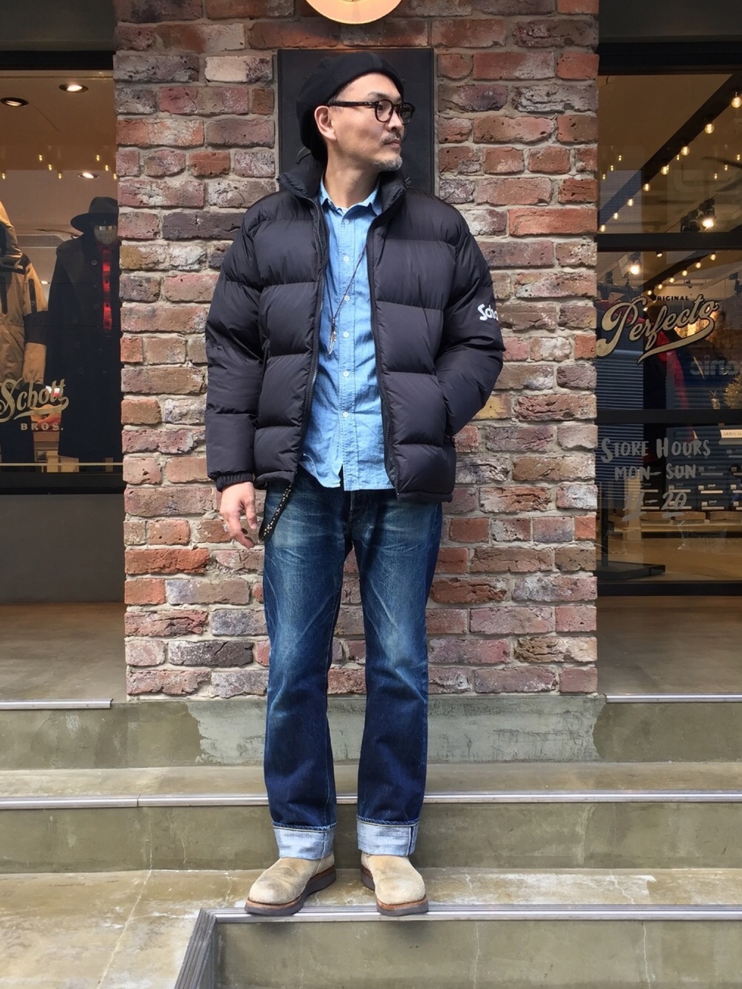 Schott NYLON HYBRID DOWN JACKET