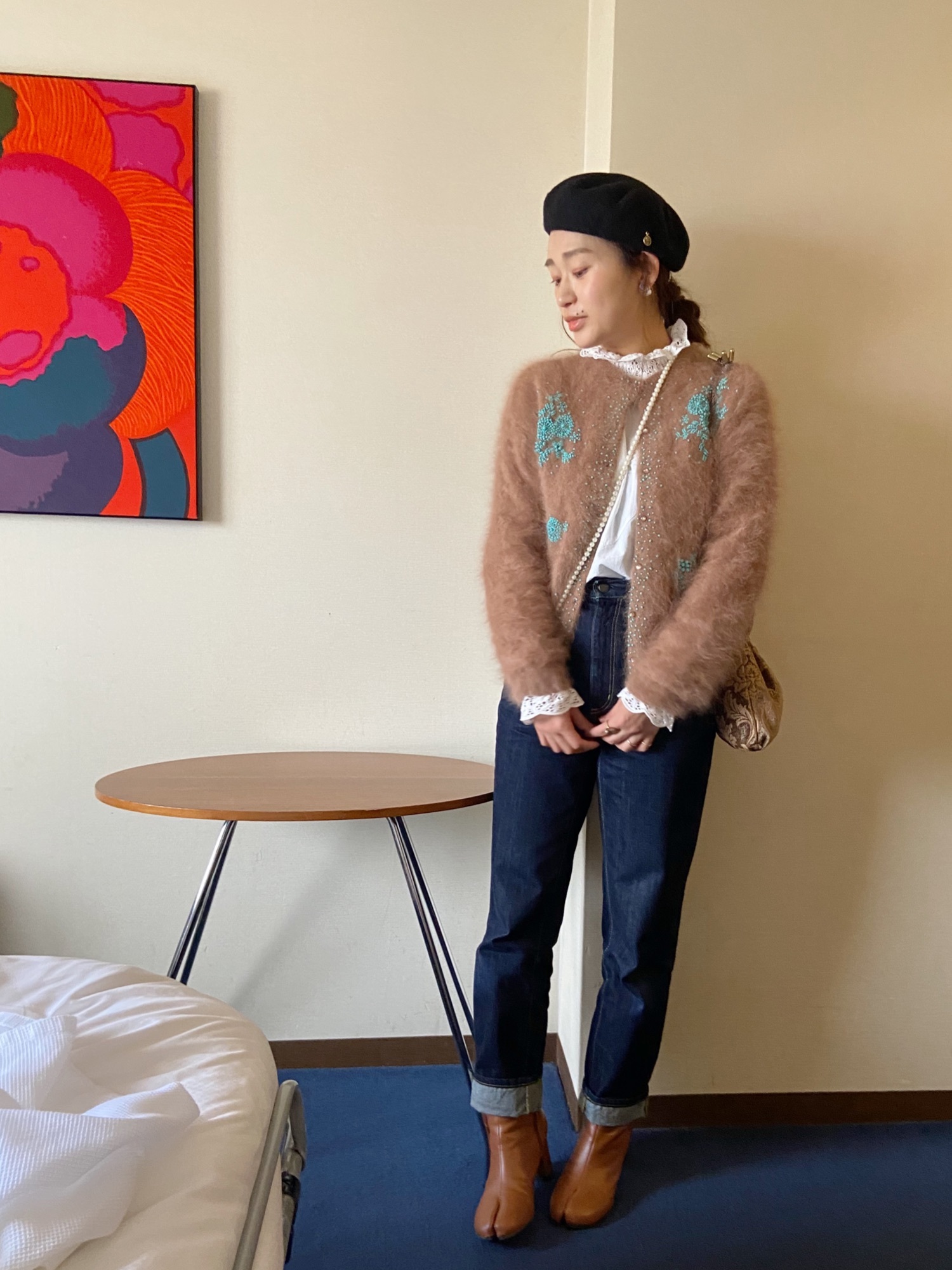 IENA アンゴラ混ビーズ刺繍カーディガン◆ IENA（イエナ）の「アンゴラ混ビーズ刺繍カーディガン◇（カーディガン