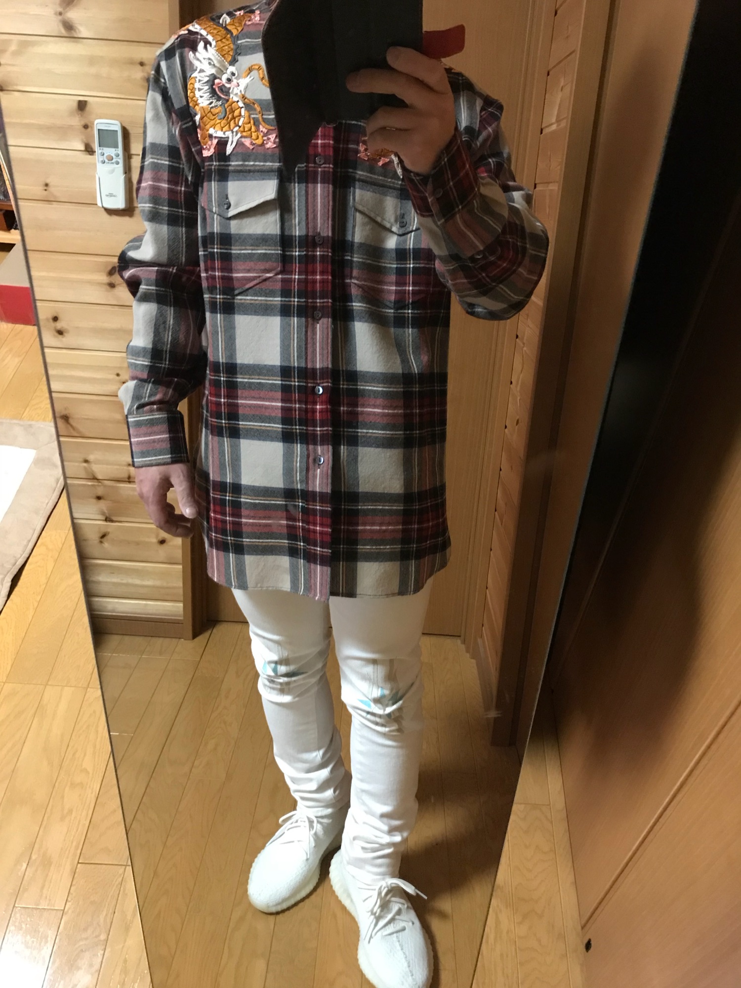 Off-White チェック柄シャツ GUCCI パンツ G-dragon着用 ファッション 