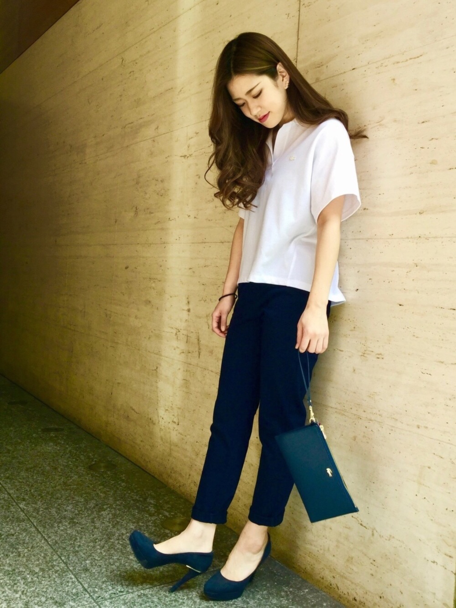 美品! LACOSTE ラコステ ハーフスリーブフェミニンポロシャツ LACOSTE（ラコステ）の「ハーフスリーブフェミニンポロシャツ