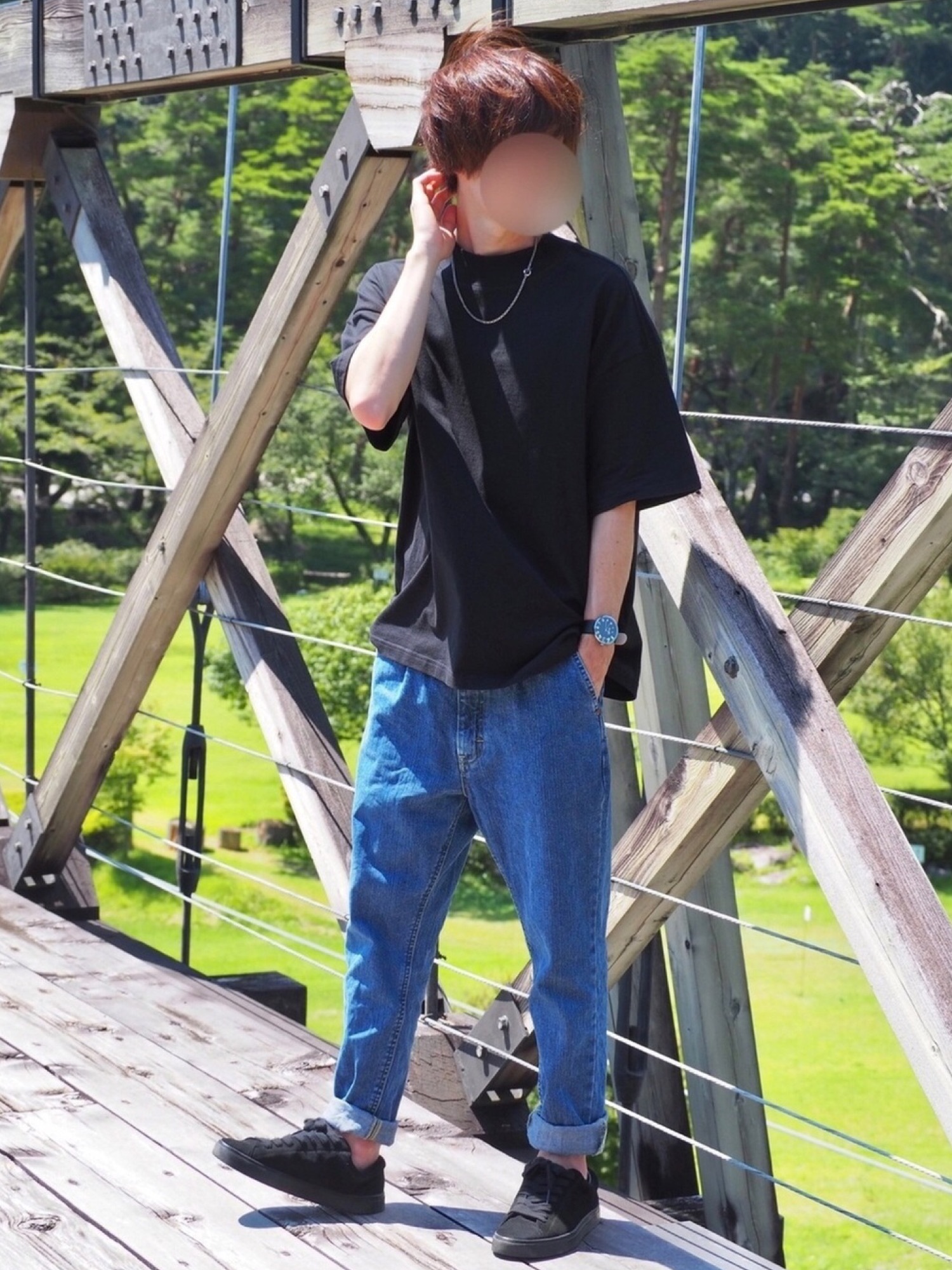 LIDNM（リドム）の「Lee × LIDNM テーパードデニム【サックス