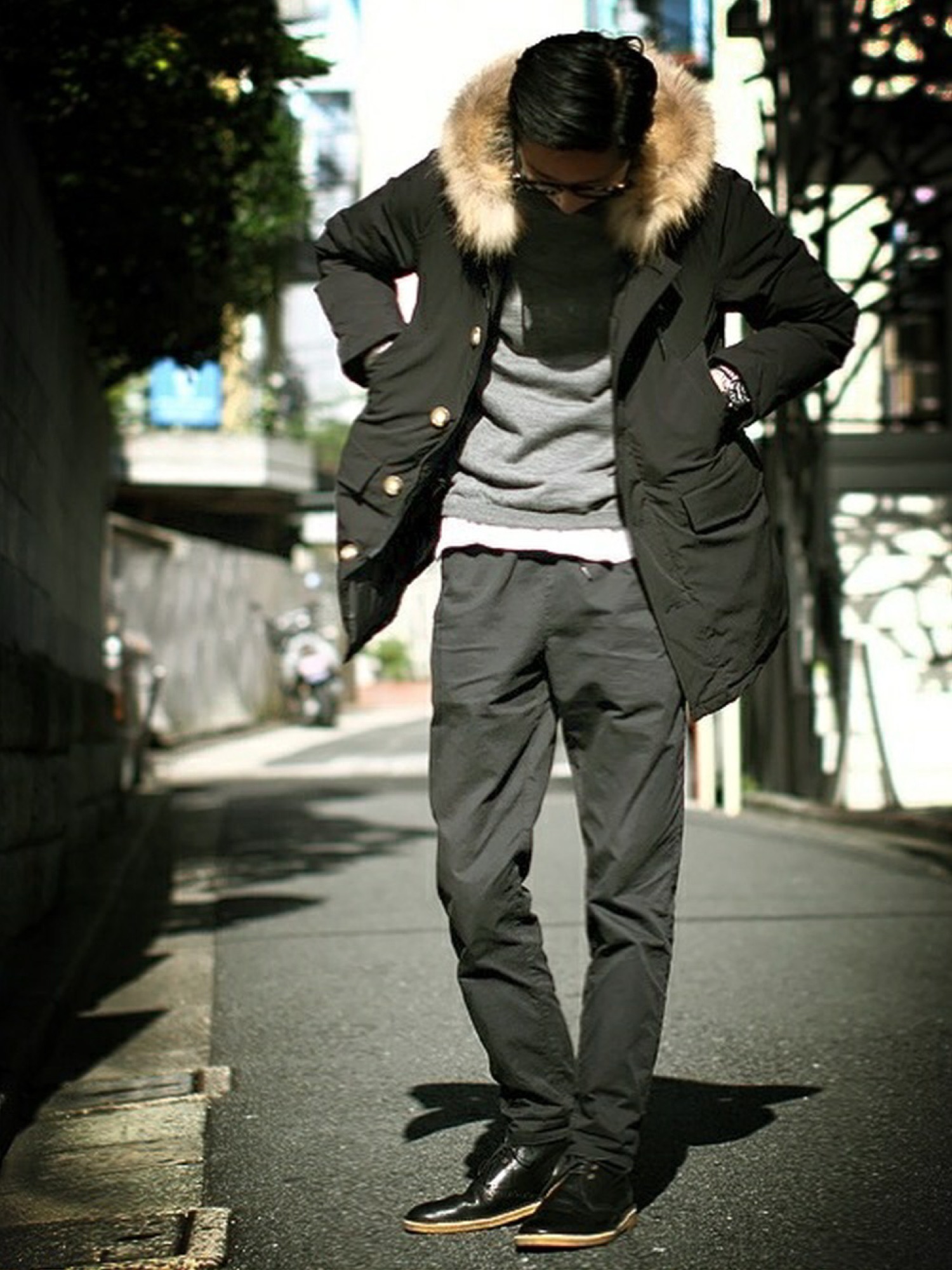 DANTONのモッズコートを使ったメンズ人気ファッションコーディネート