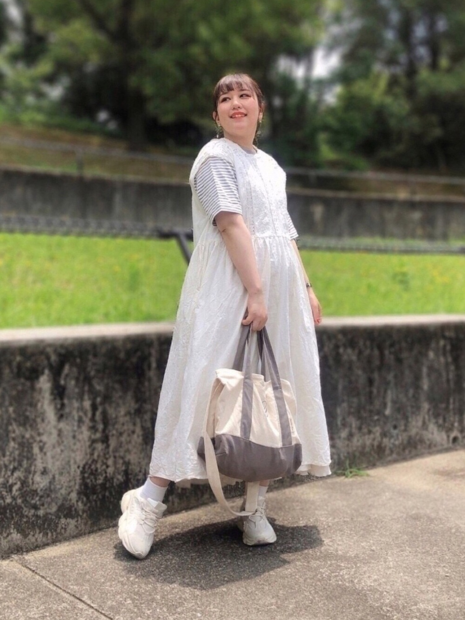 Samansa Mos2（サマンサ モスモス）の「綿麻後リボンあきレース 