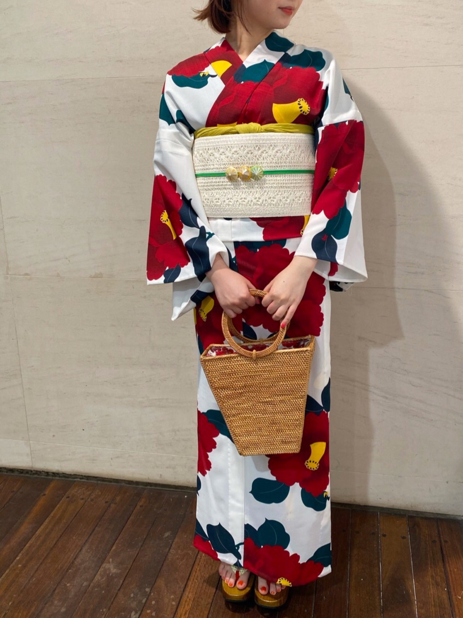 ふりふ 浴衣 椿柄 椿オーバジーン モダン 髪飾り （椿 - ヘア