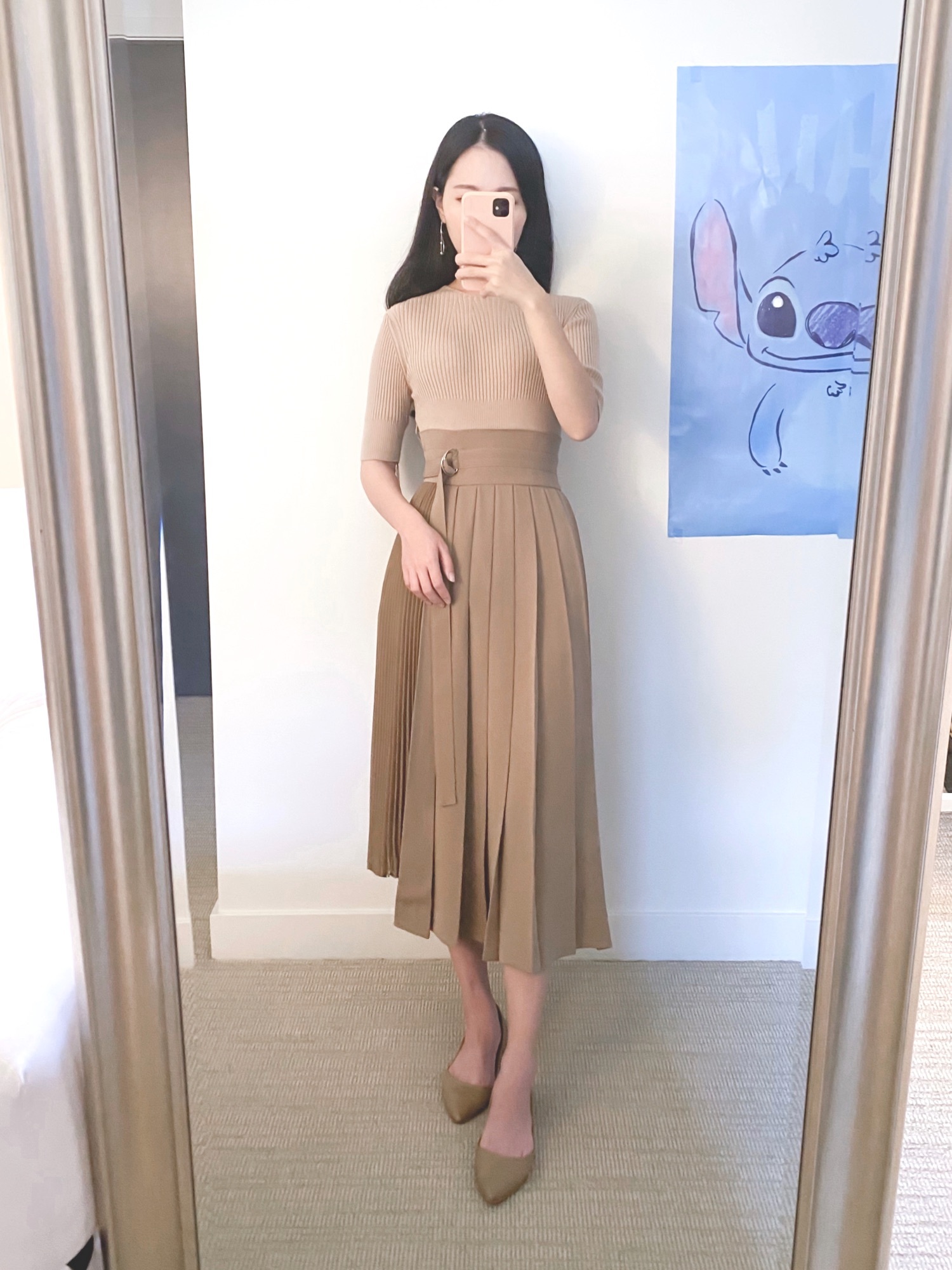 SNIDEL（スナイデル）の「プリーツドッキングニットワンピース