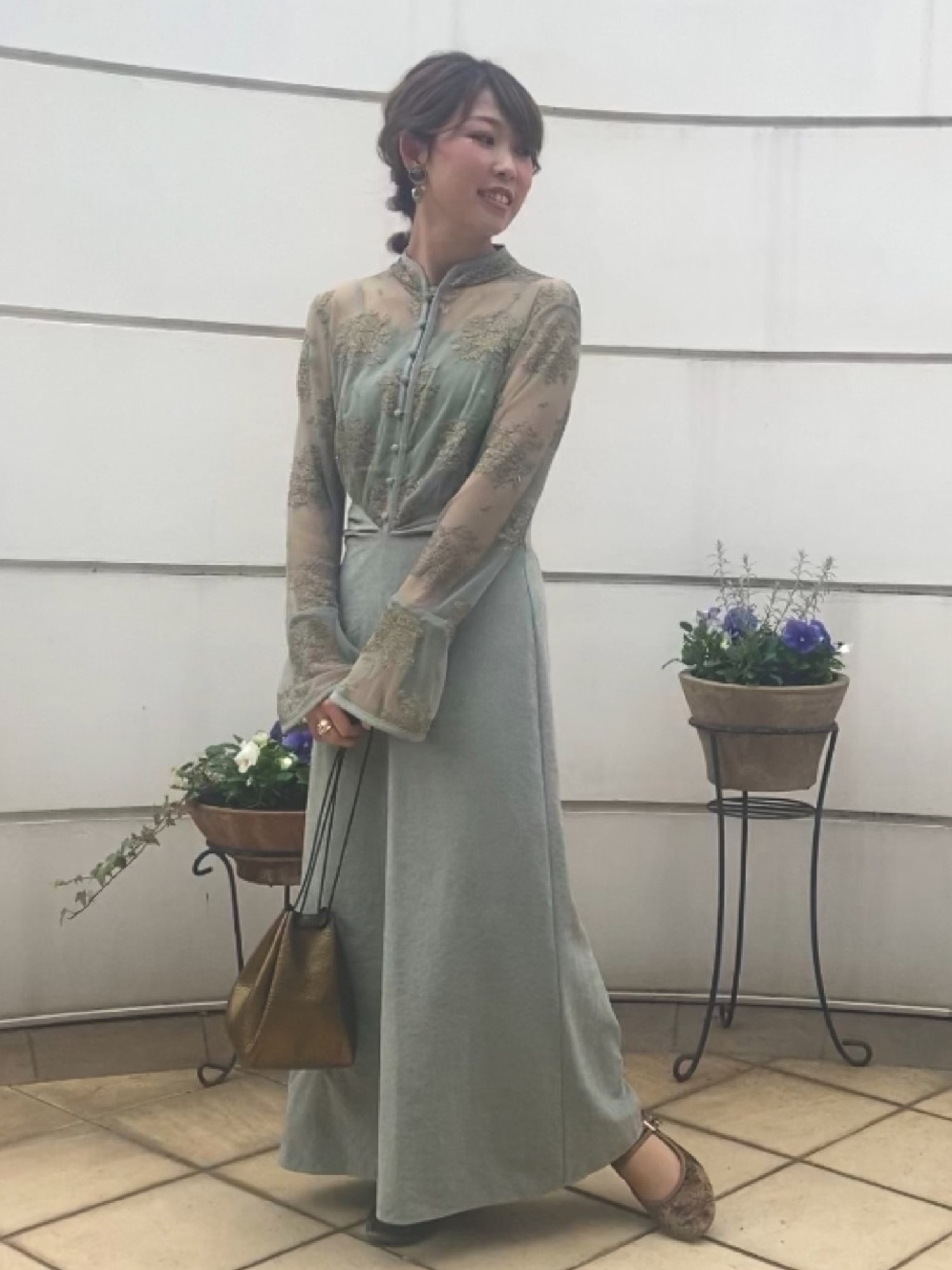 AMERI   FLOWER LACE DRESSフォーマル/ドレス