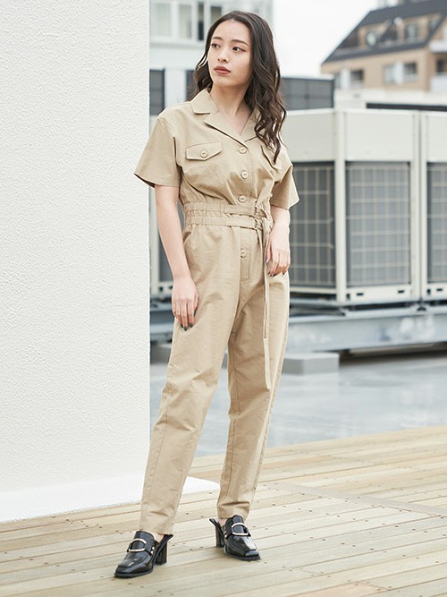 つなぎ/オールインワンを使った「ベルト付き」の人気ファッション