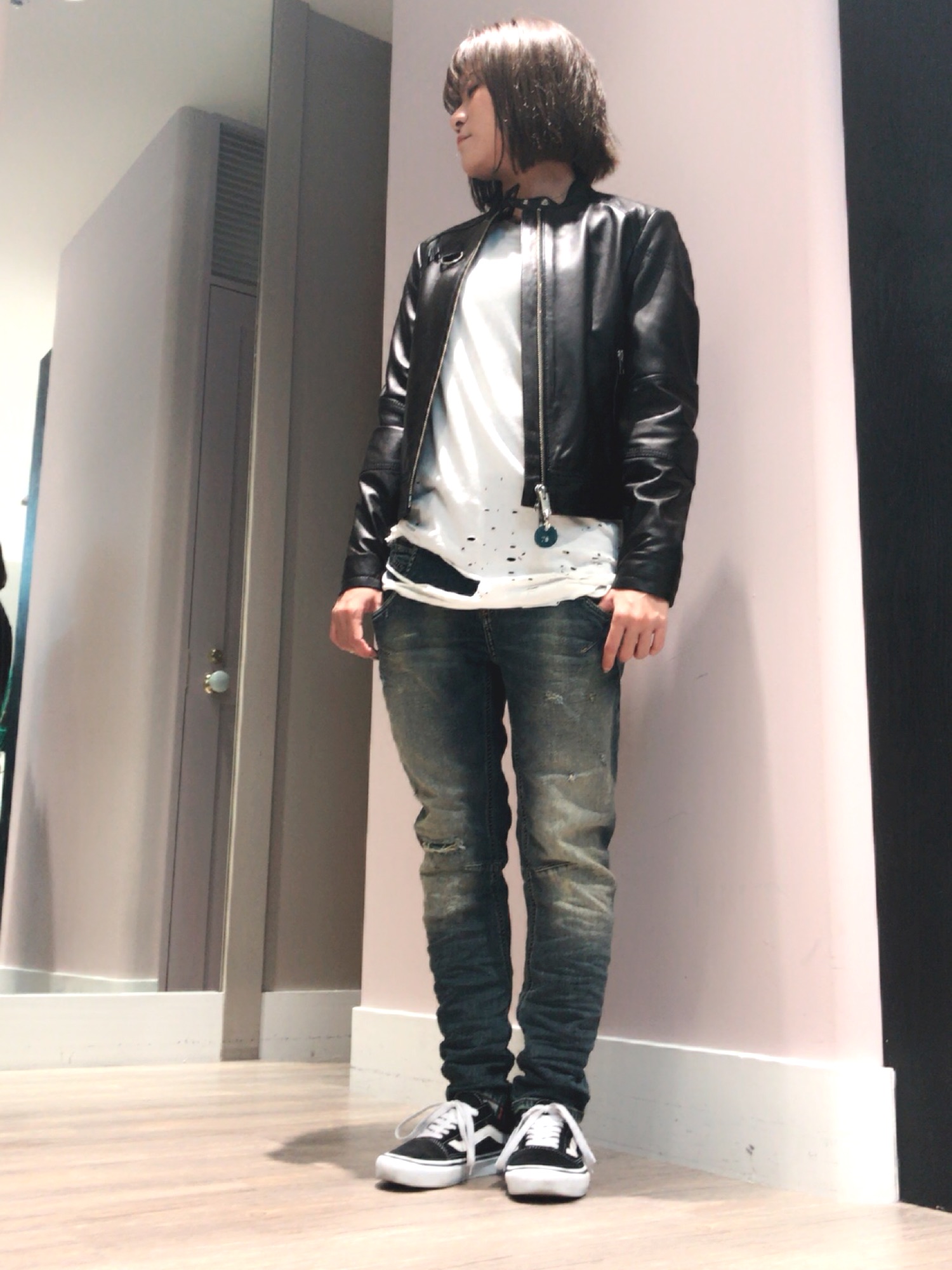 yui(DIESEL SV)｜DIESELのライダースジャケットを使ったコーディネート