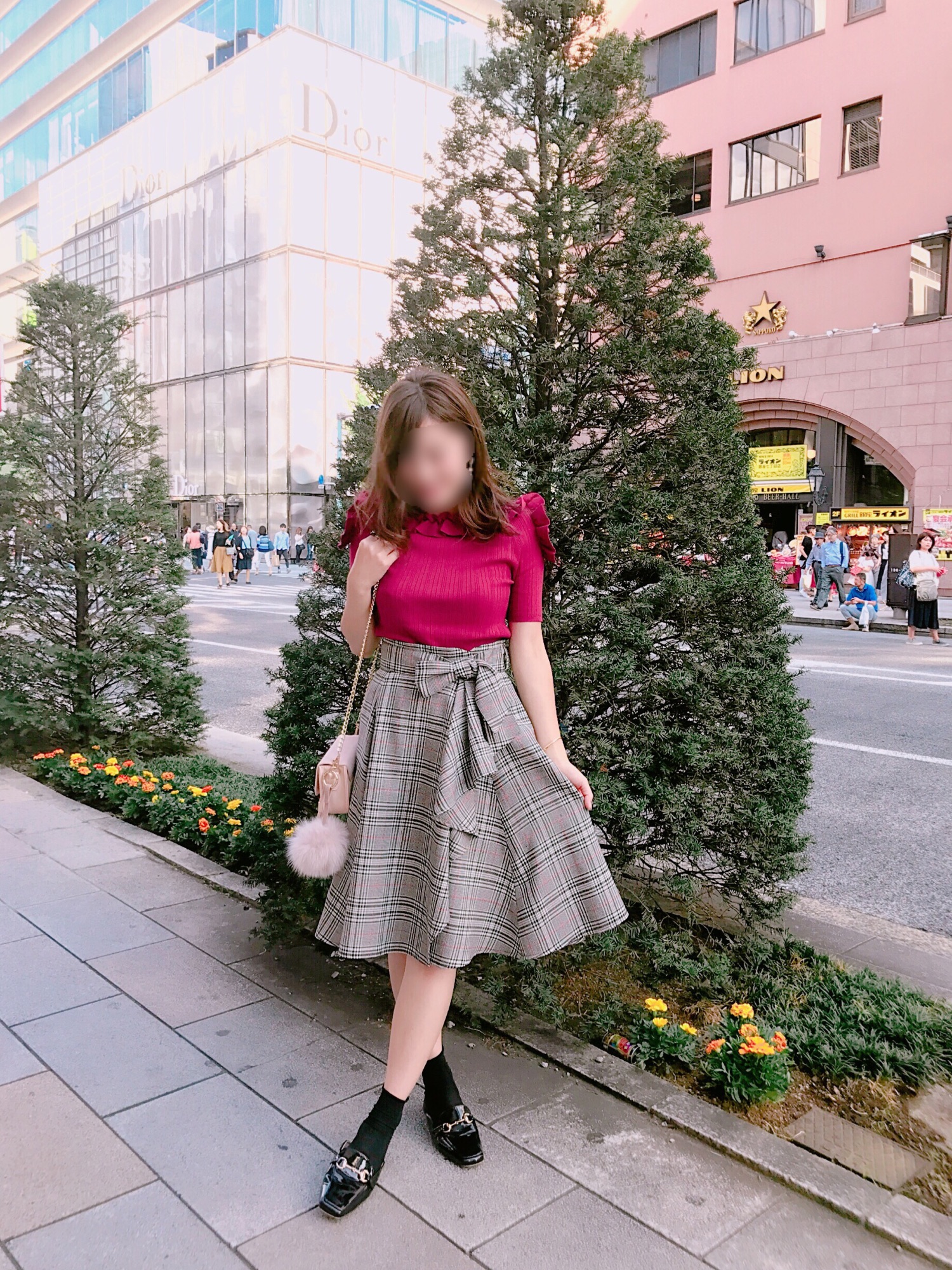 アプワイザー ラップ風チェックフレアスカート 