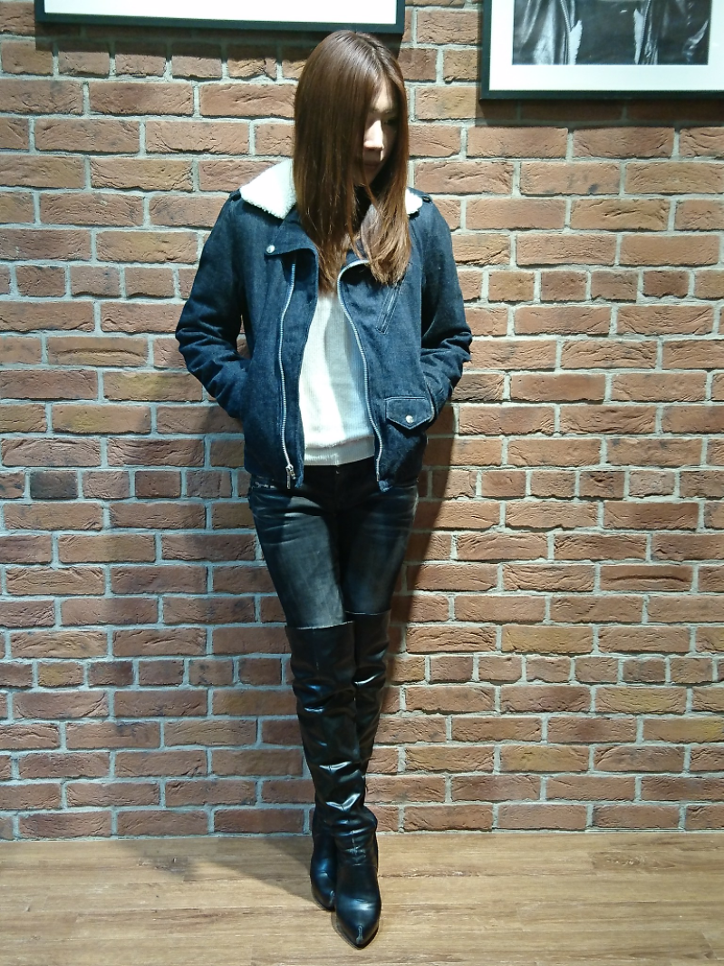 Schott デニムボア襟ライダースジャケット Schott デニムボア襟