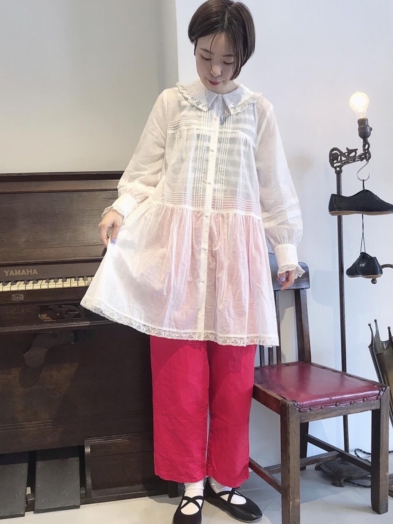 Dot&amp;Stripes 80ボイル ピンタック チュニックブラウス Dot＆Stripes CHILD WOMAN（ドットアンドストライプス チャイルド