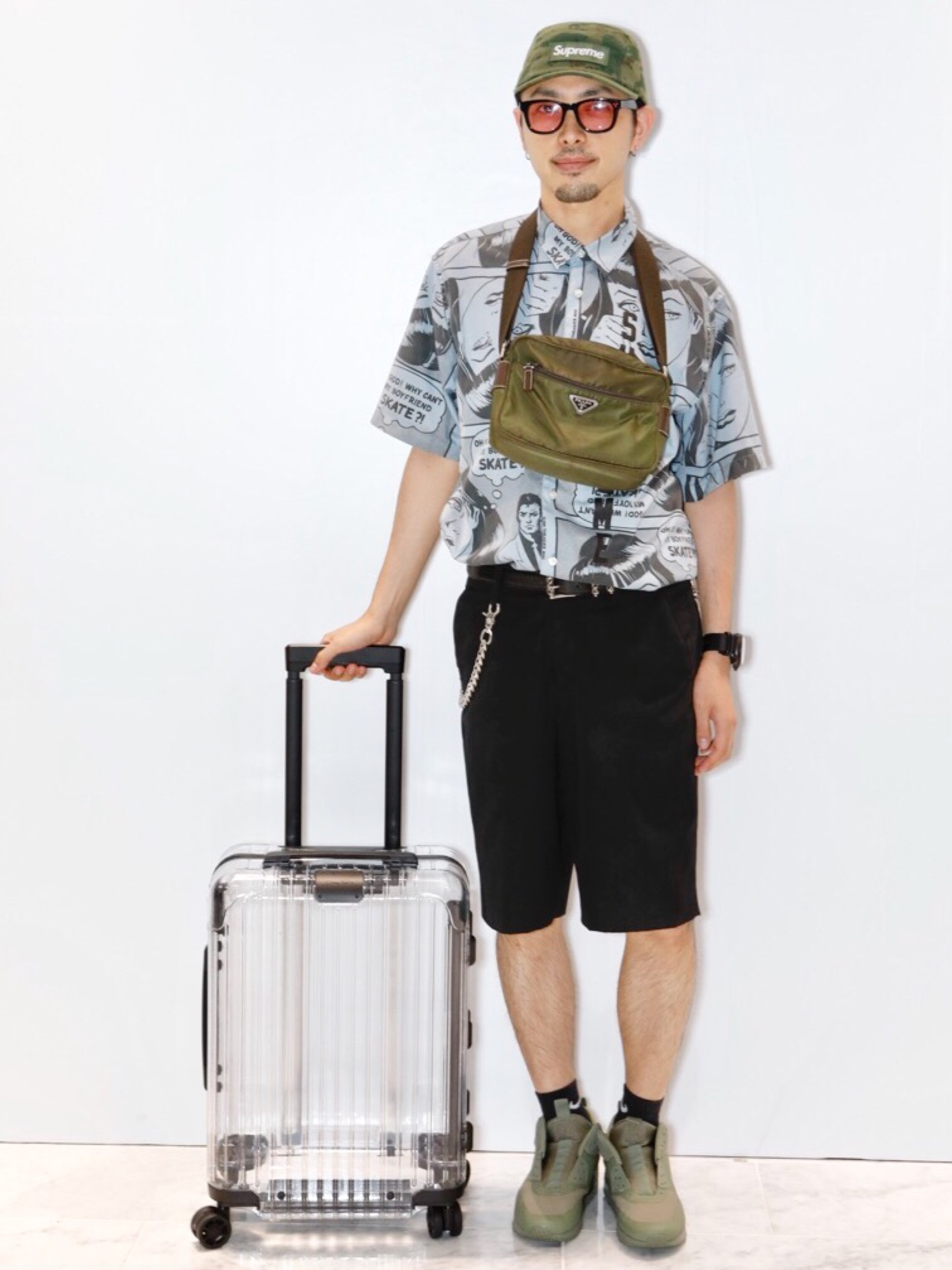 男性に人気！ PRADAのボディバッグ/ウエストポーチ（グリーン系）を使った バッグ