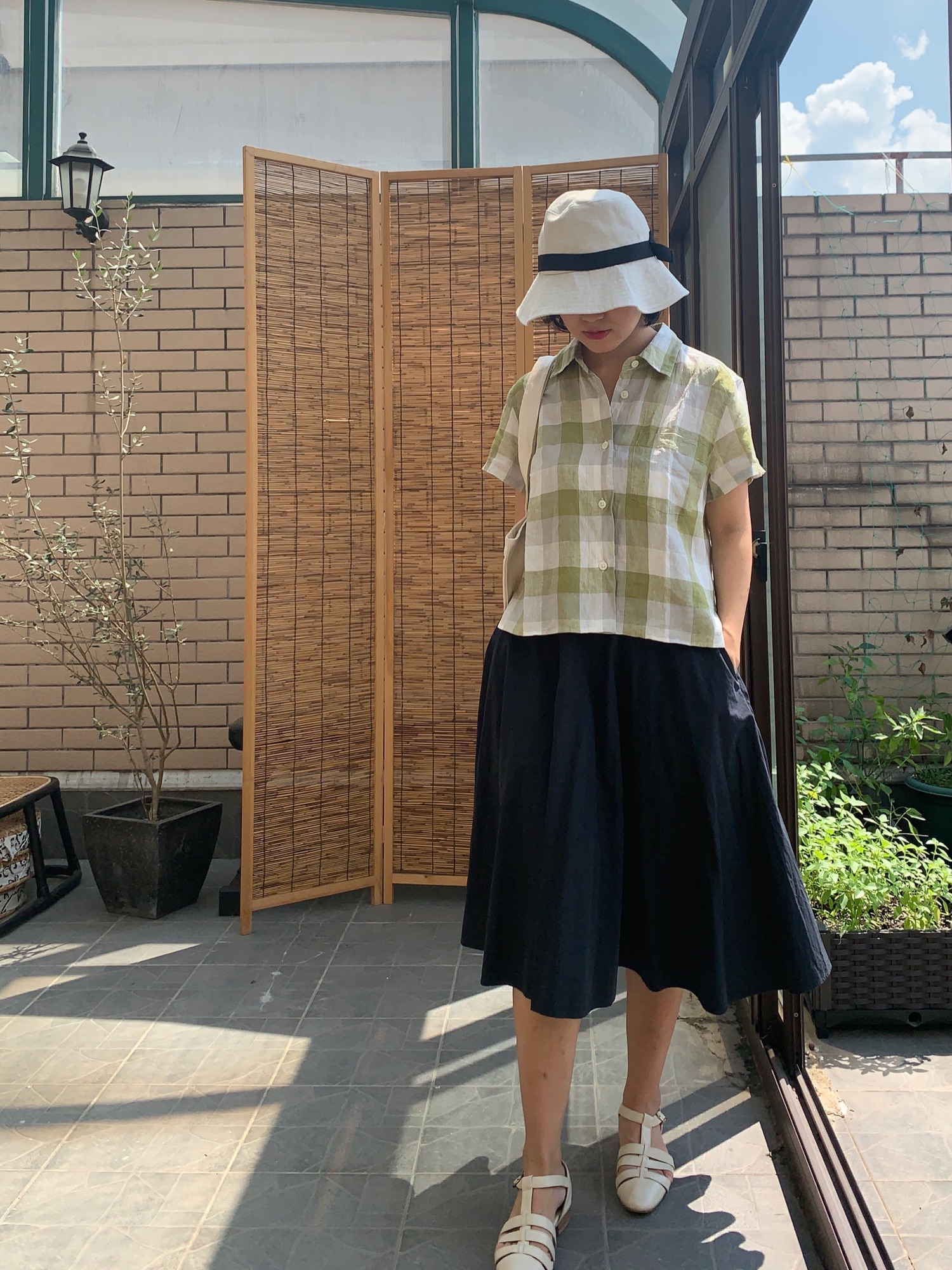 MARGARET HOWELL マーガレットハウエル　リネンチェックシャツ　麻 マーガレットハウエルMARGARET HOWELL コットンギンガムチェック