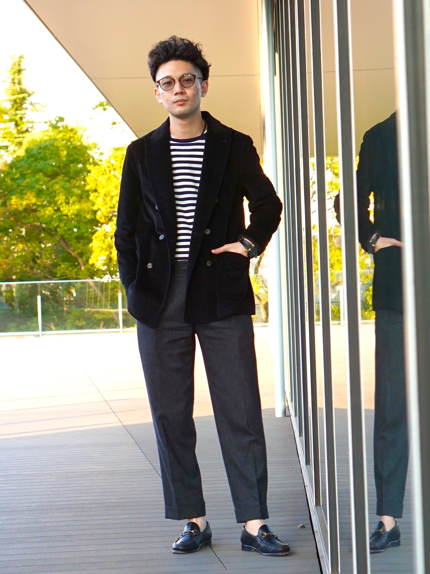 Letroyes / 別注 THOMAS ボーダー クルーネックニットを使った人気