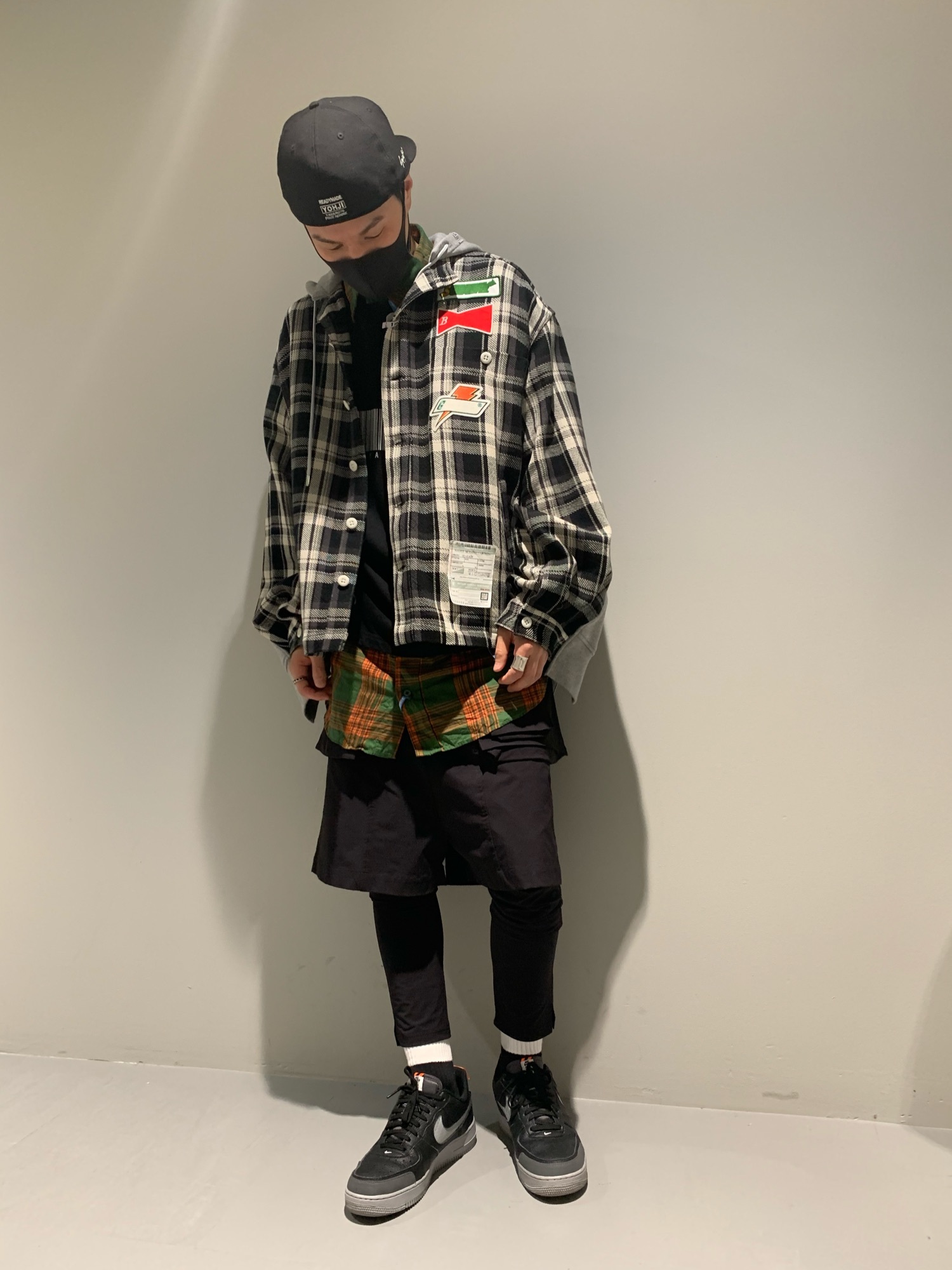 ミハラヤスヒロ ドッキングチェックシャツ巻きパンツ HISASHI氏