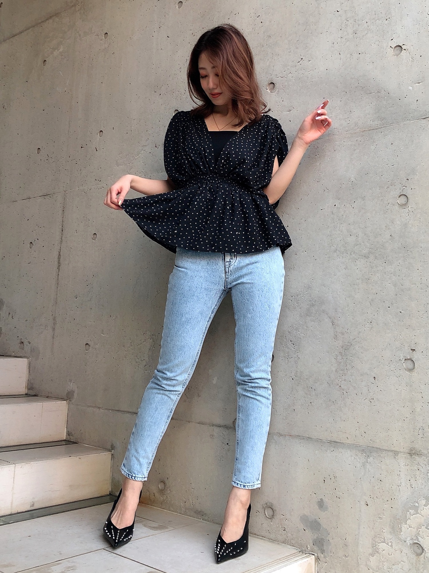 Darich（ダーリッチ）の「キャットドットシアートップス（シャツ 