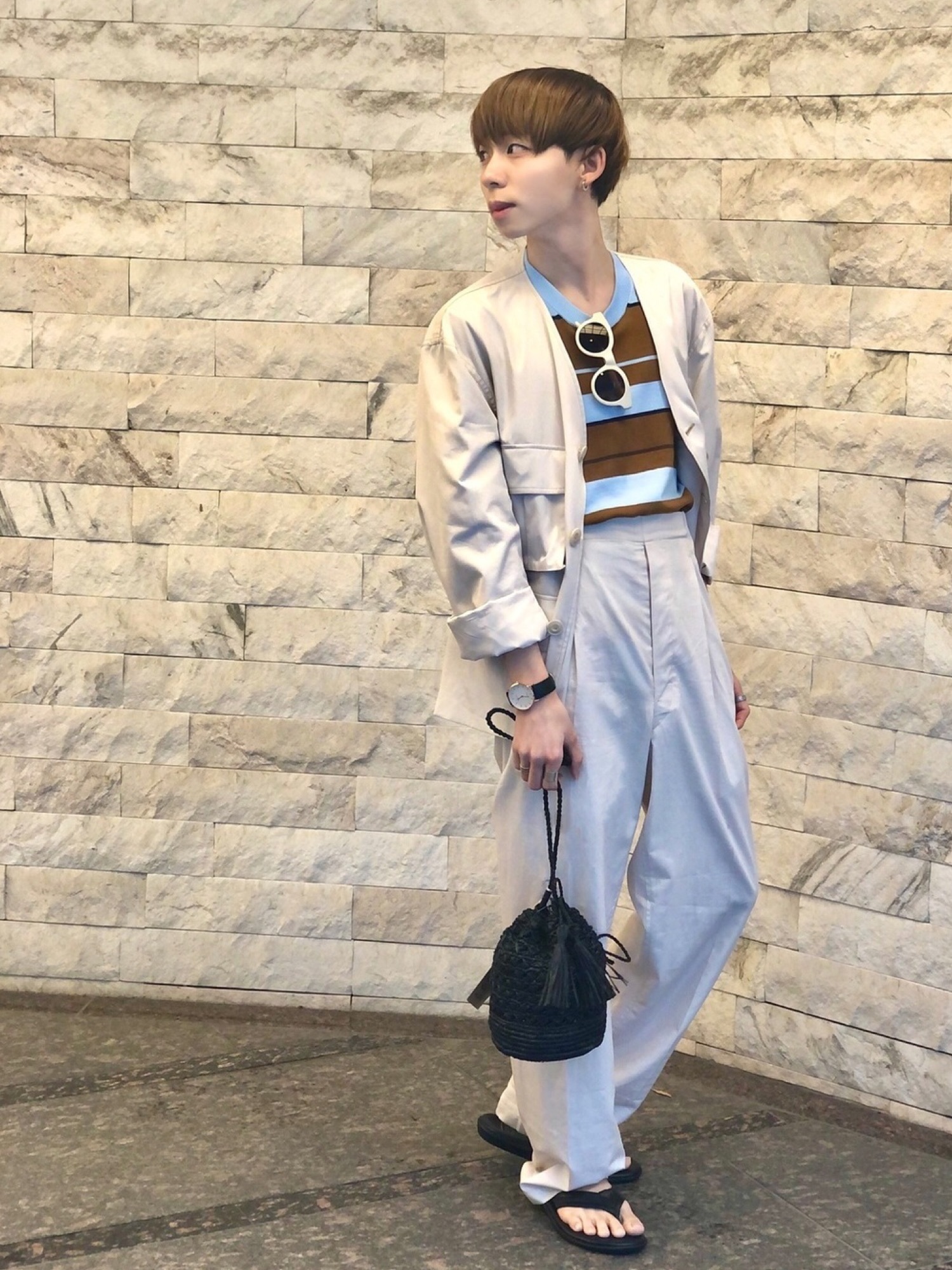 LEMAIREのノーカラージャケットを使った人気ファッション