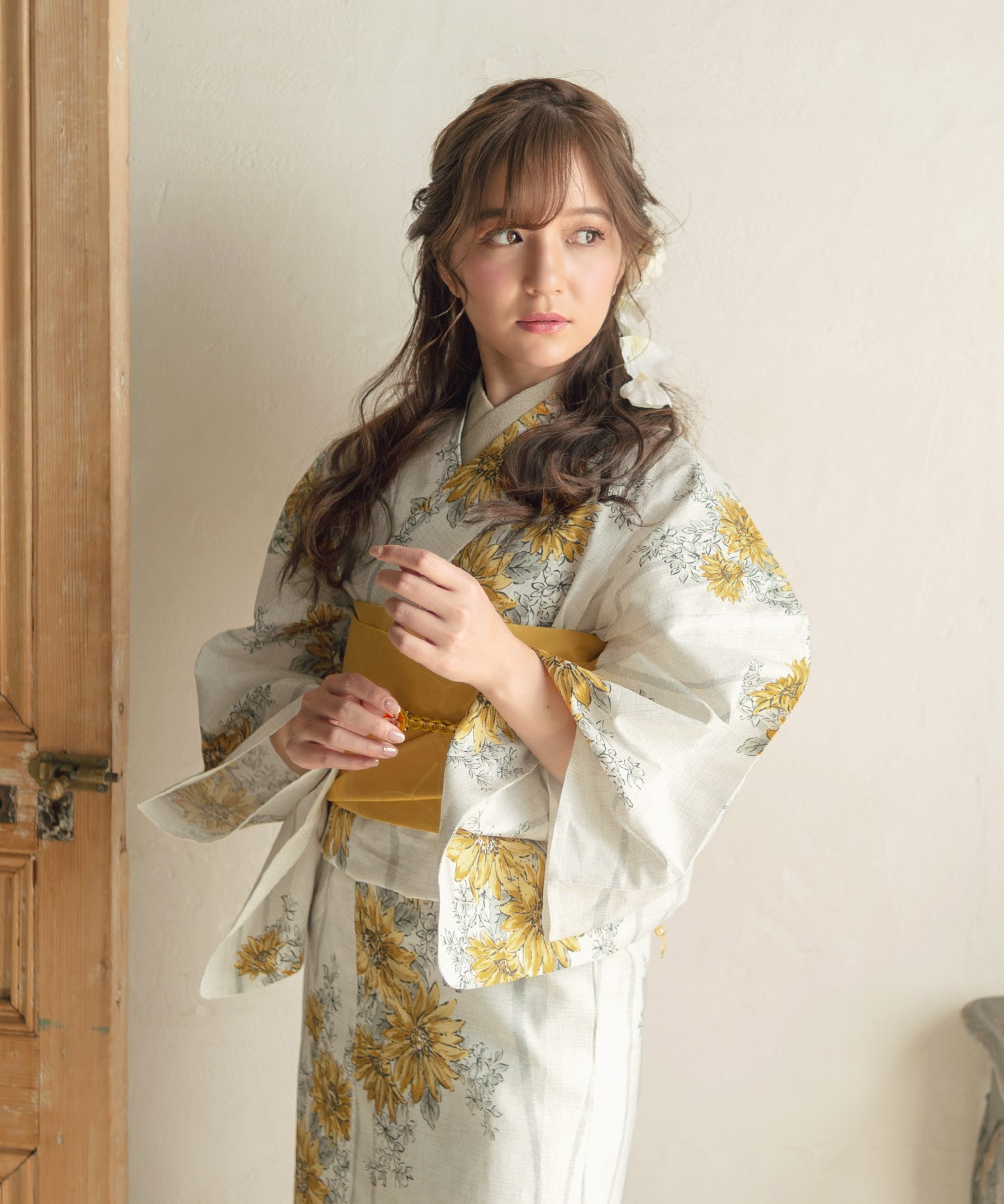 浴衣5点セット和歌山染工日本染め（ゆかた・しわへこ帯・下駄・着付け本・腰ひも） 1人で着られる浴衣5点セット 和歌山染工日本染め（ゆかた・しわ