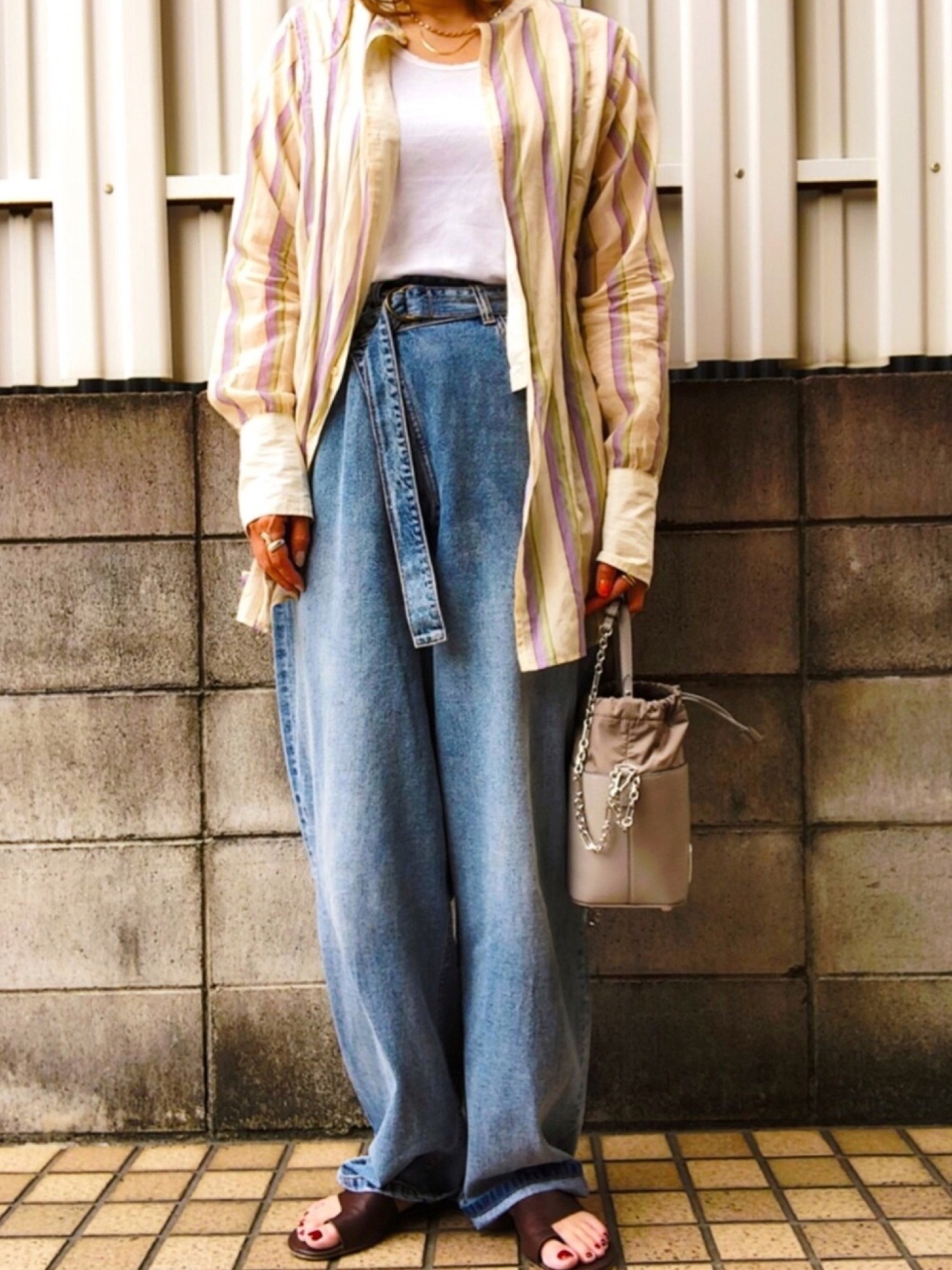 Ameri（アメリ）の「CROSS FRONT PAPA DENIM（デニムパンツ）」 - WEAR