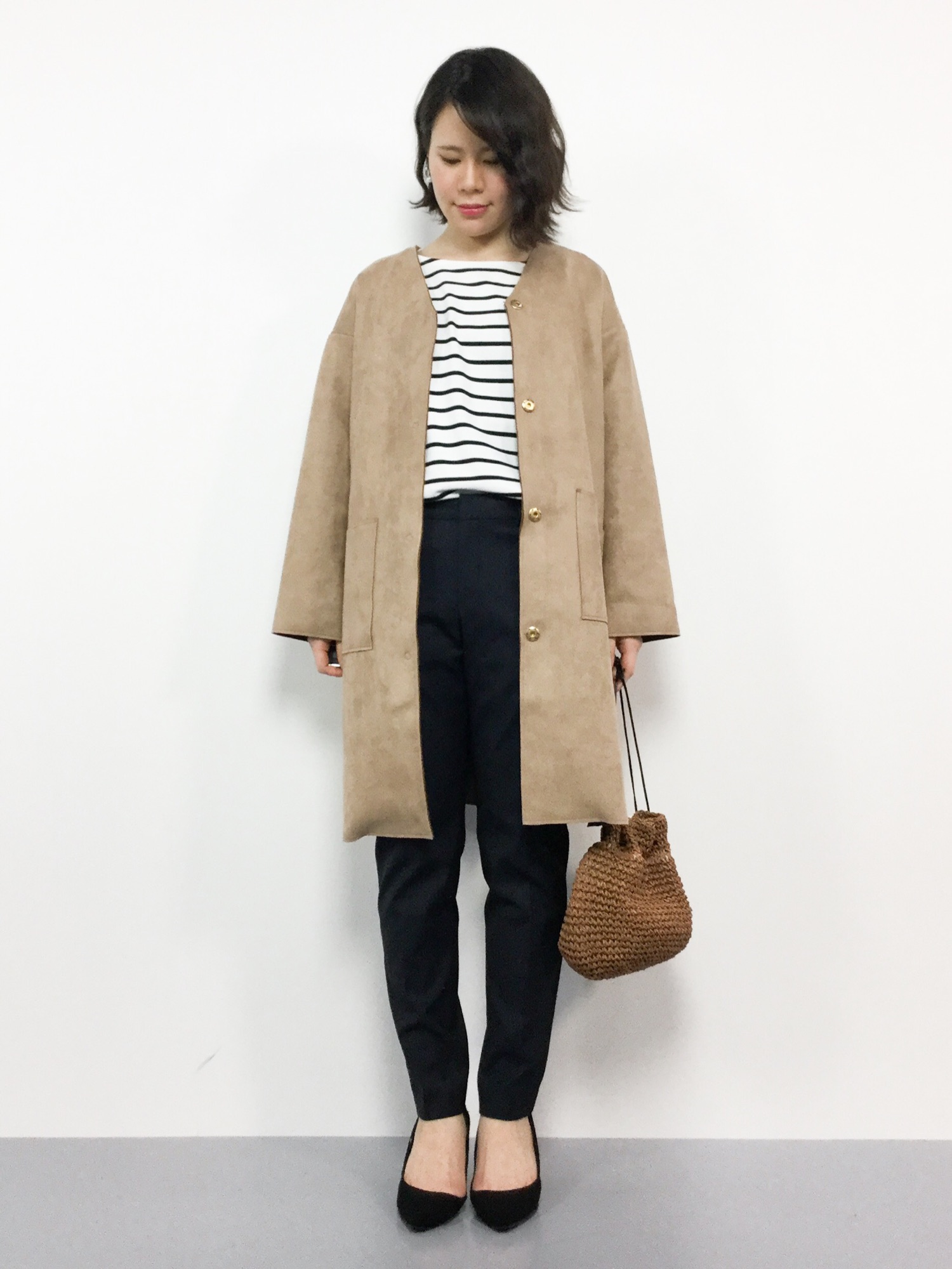 ＩＥＤＩＴストレッチポンチのスエードコート IEDIT 1点投入で優しげになれる やわらかカラーの ストレッチポンチの