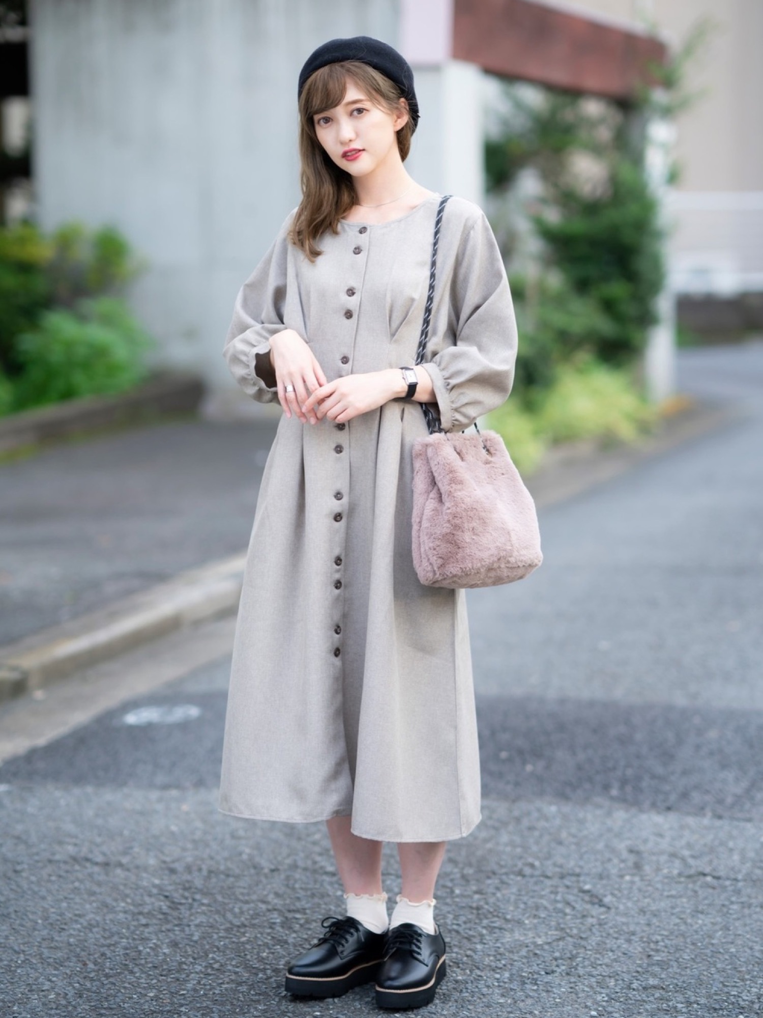 プチプラのあや　ワンピース　トップス　ニット　バッグ　しまむら プチプラのあや｜しまむらのワンピースを使ったコーディネート