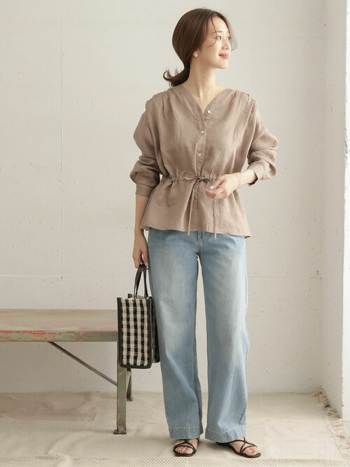 URBAN RESEARCH DOORS リネンギャザーブラウス URBAN RESEARCH DOORS（アーバンリサーチドアーズ）の「リネンギャザー