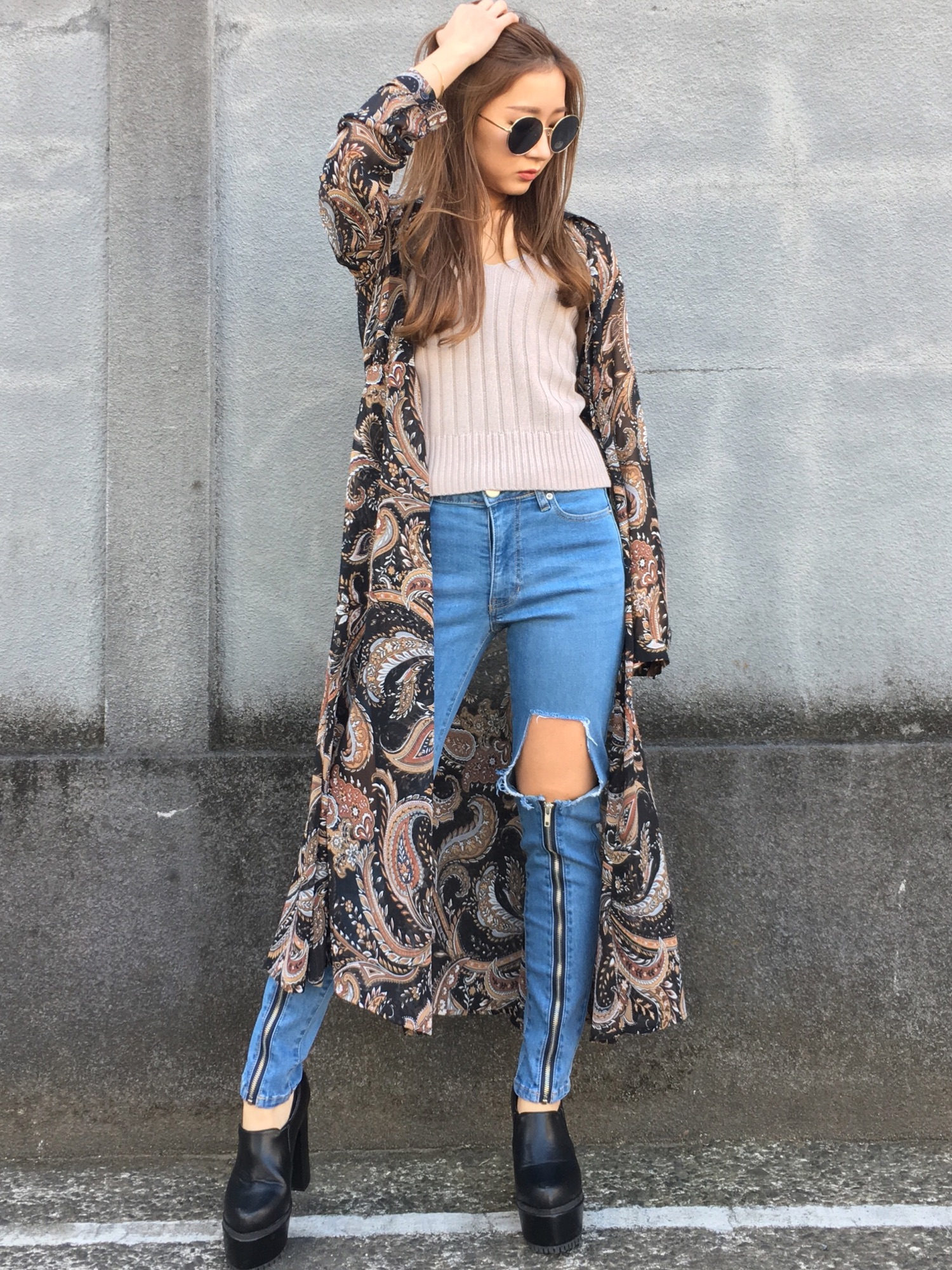 ペイズリー柄　 シャツ　パンツ　レディース　シアーセットアップ　古着 ペイズリー柄 シアーシャツ シャツ レディース 長袖 ロング・再販