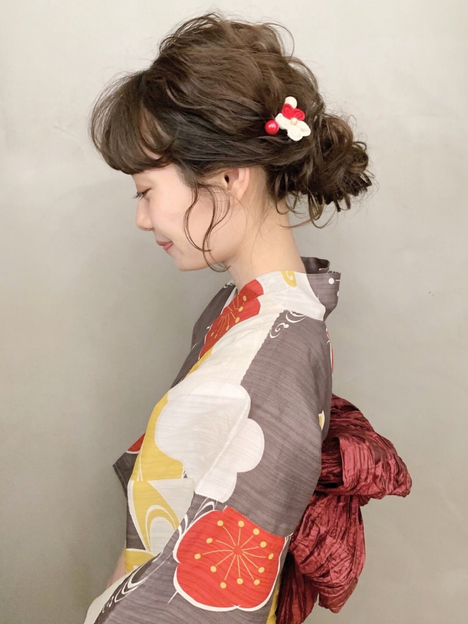 ヘザー　浴衣　梅ブラウン ヘザー浴衣梅ブラウン