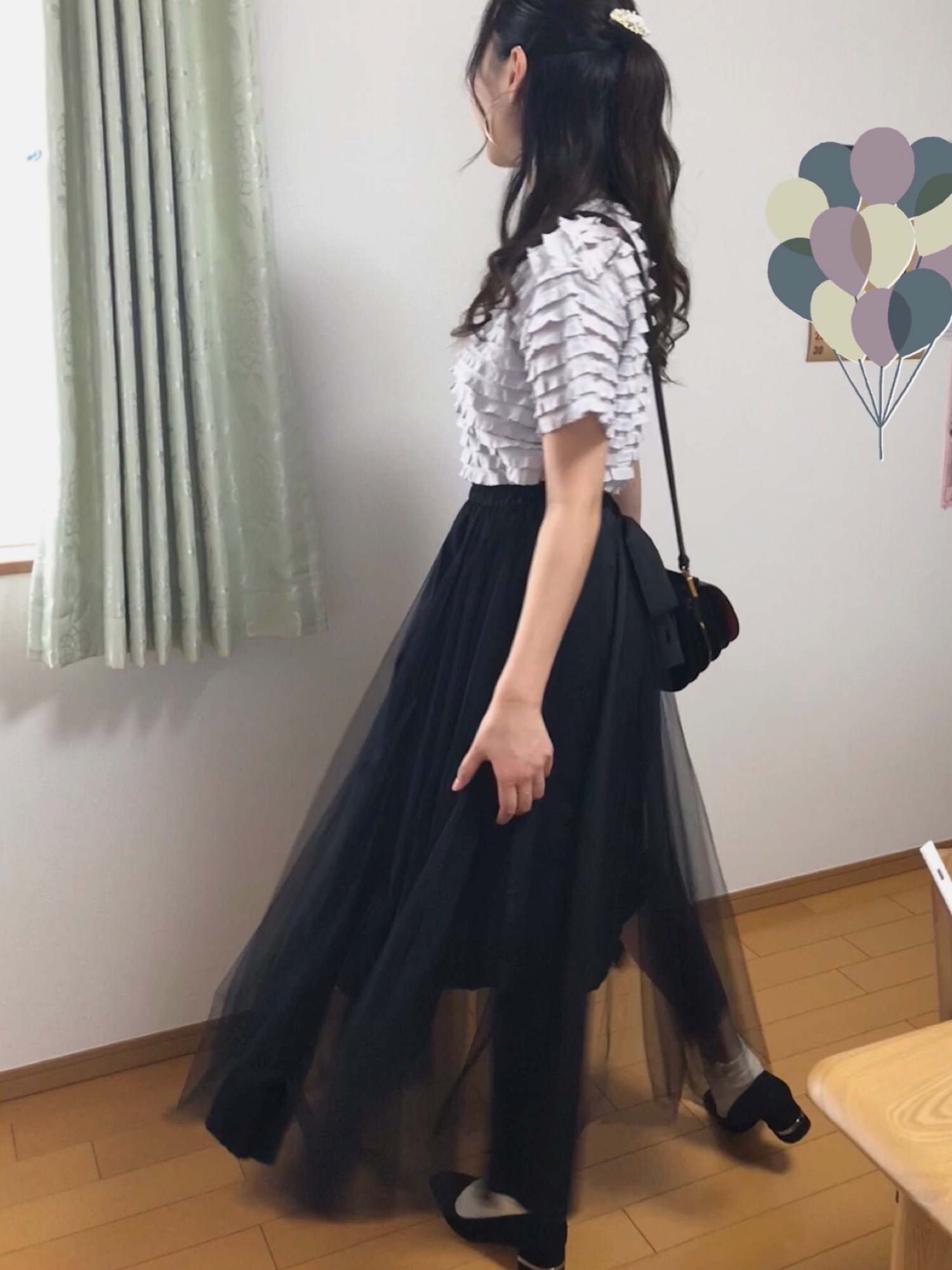 スカート レディース （黒）異素材合わせのミックスベールミディアムスカート 黒）異素材合わせのミックスベールミディアムスカートを使った人気