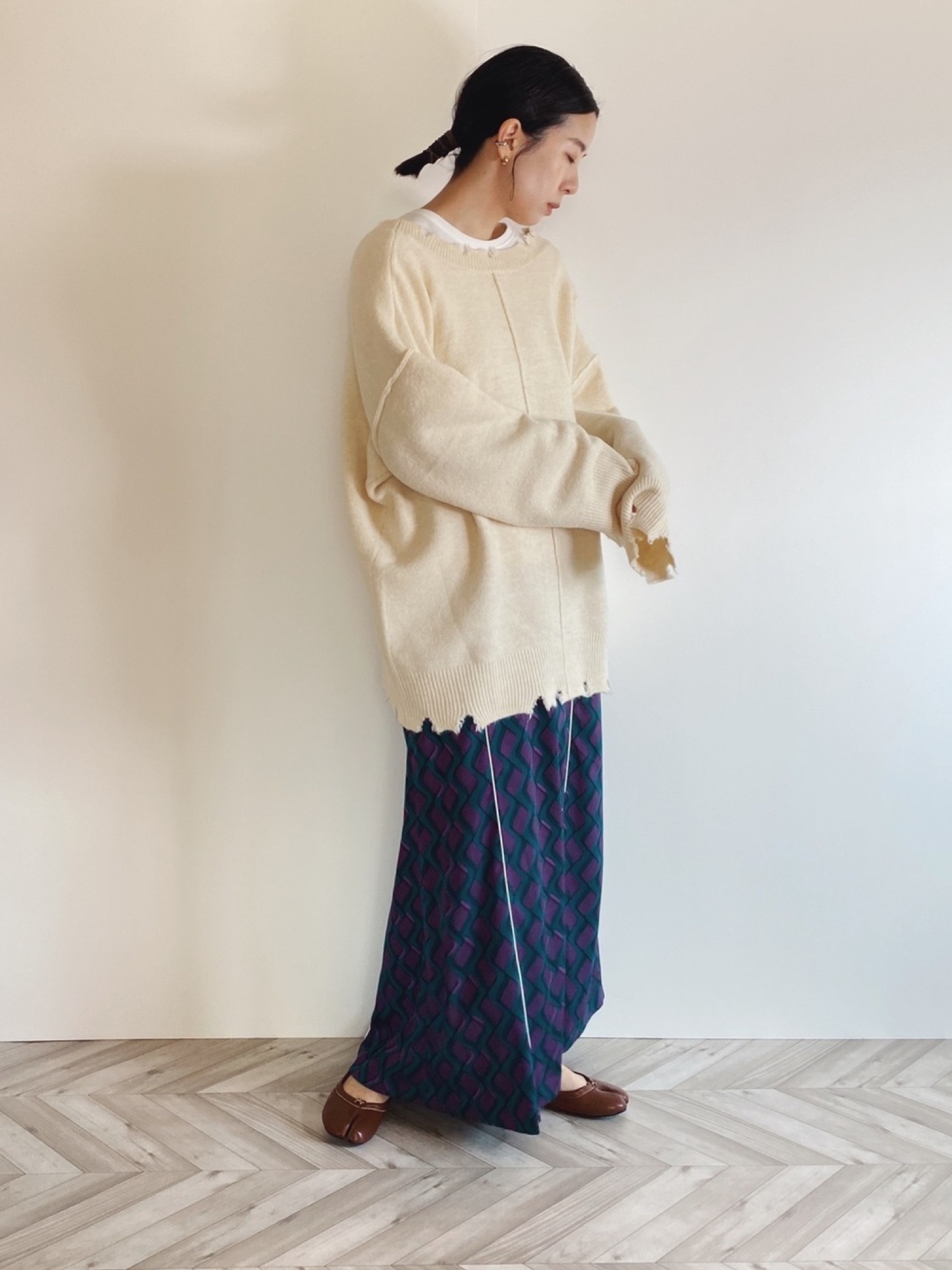 TODAYFUL（トゥデイフル）の「ジオメトリックパイピングスカート