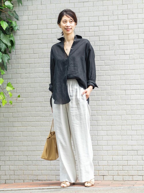 【新品】  VERMEIL par iena / ヴェルメイユパーイエナ | 2021SS | 麻BIGシャツ | 38 | ブラック | レディース VERMEIL par iena（ヴェルメイユパーイエナ）の「麻BIGシャツ