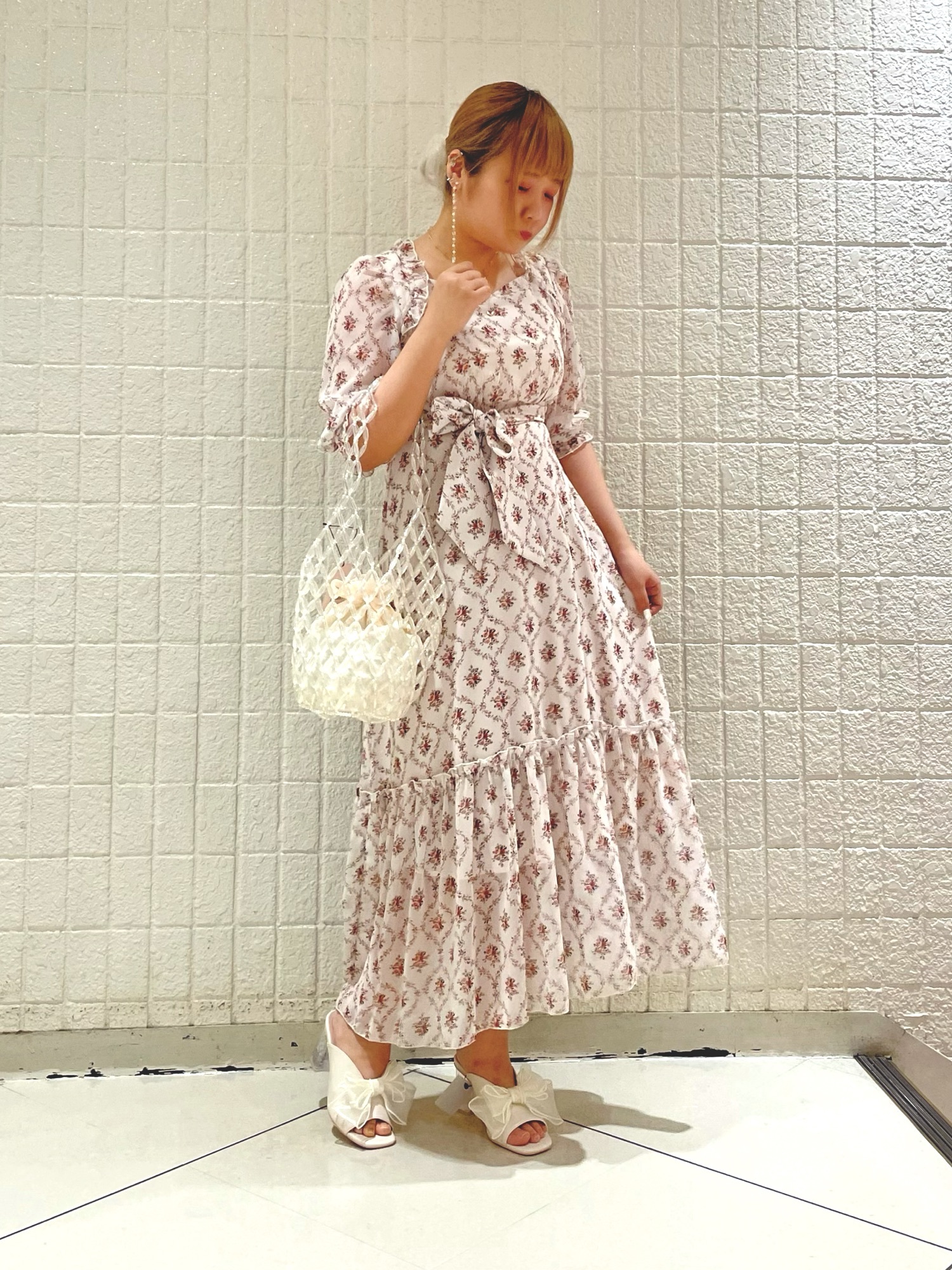 【値下げ】 Honey Salon（ハニーサロン）の「フラワープリントウエスト ワンピース