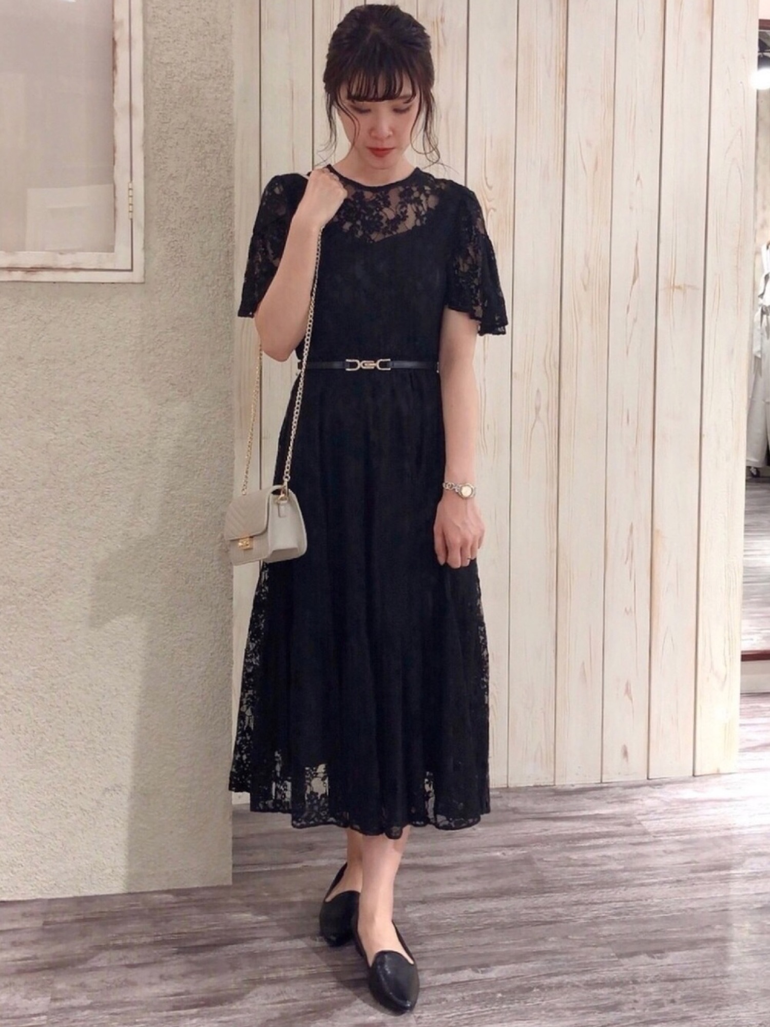 新品未使用】mysty 本物 woman レースカンパニュラドレス ブラック