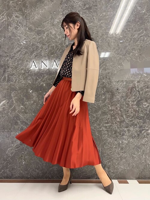 ANAYI（アナイ）の「サテンフレアプリーツスカート（スカート）」 - WEAR