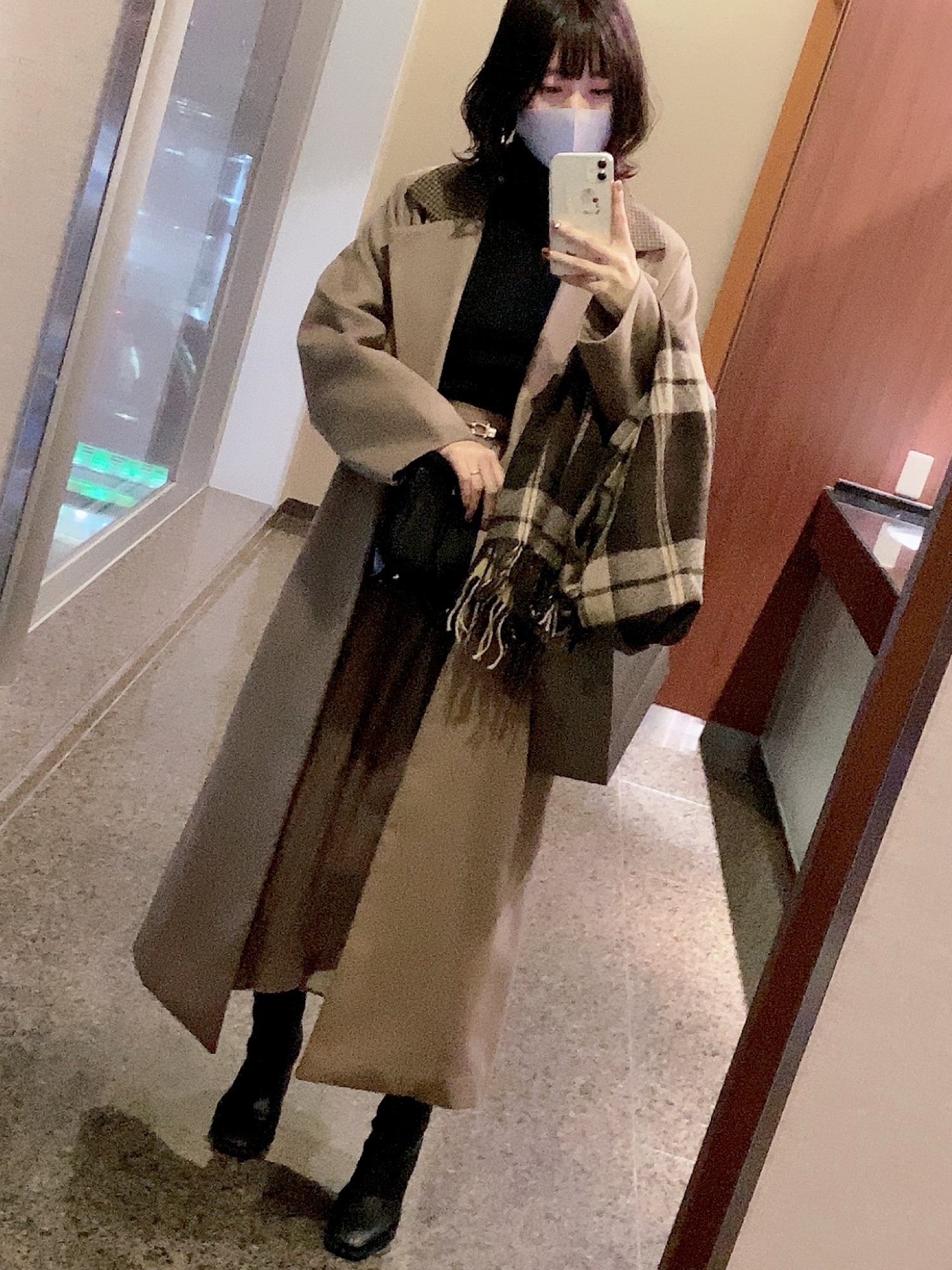 LOOK掲載 toujours トゥジュー チェック ガウンコート ゆったり LOOK