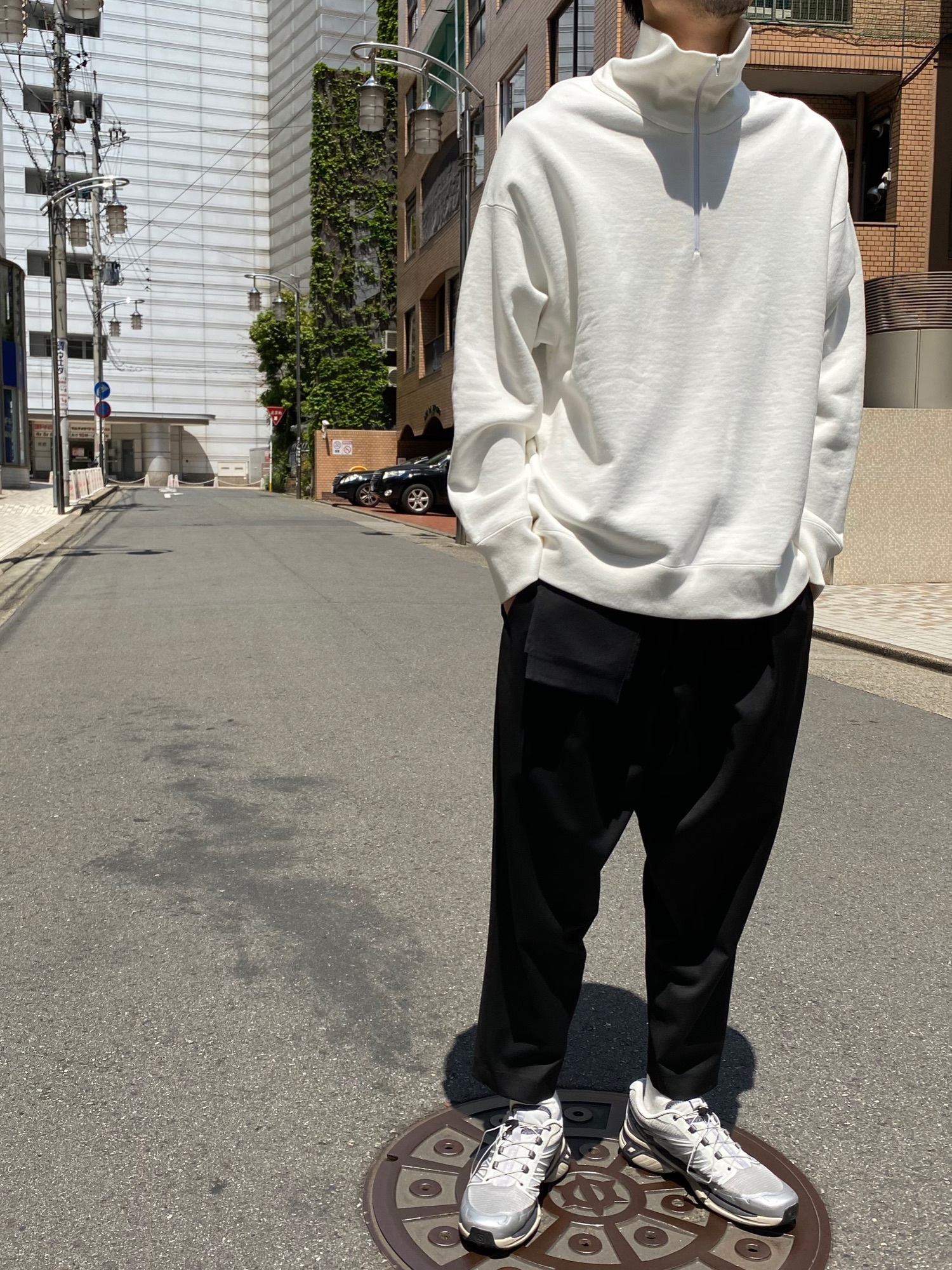 ATON（エイトン）HALF ZIP PULLOVER/ハーフジッププルオーバーを使った 
