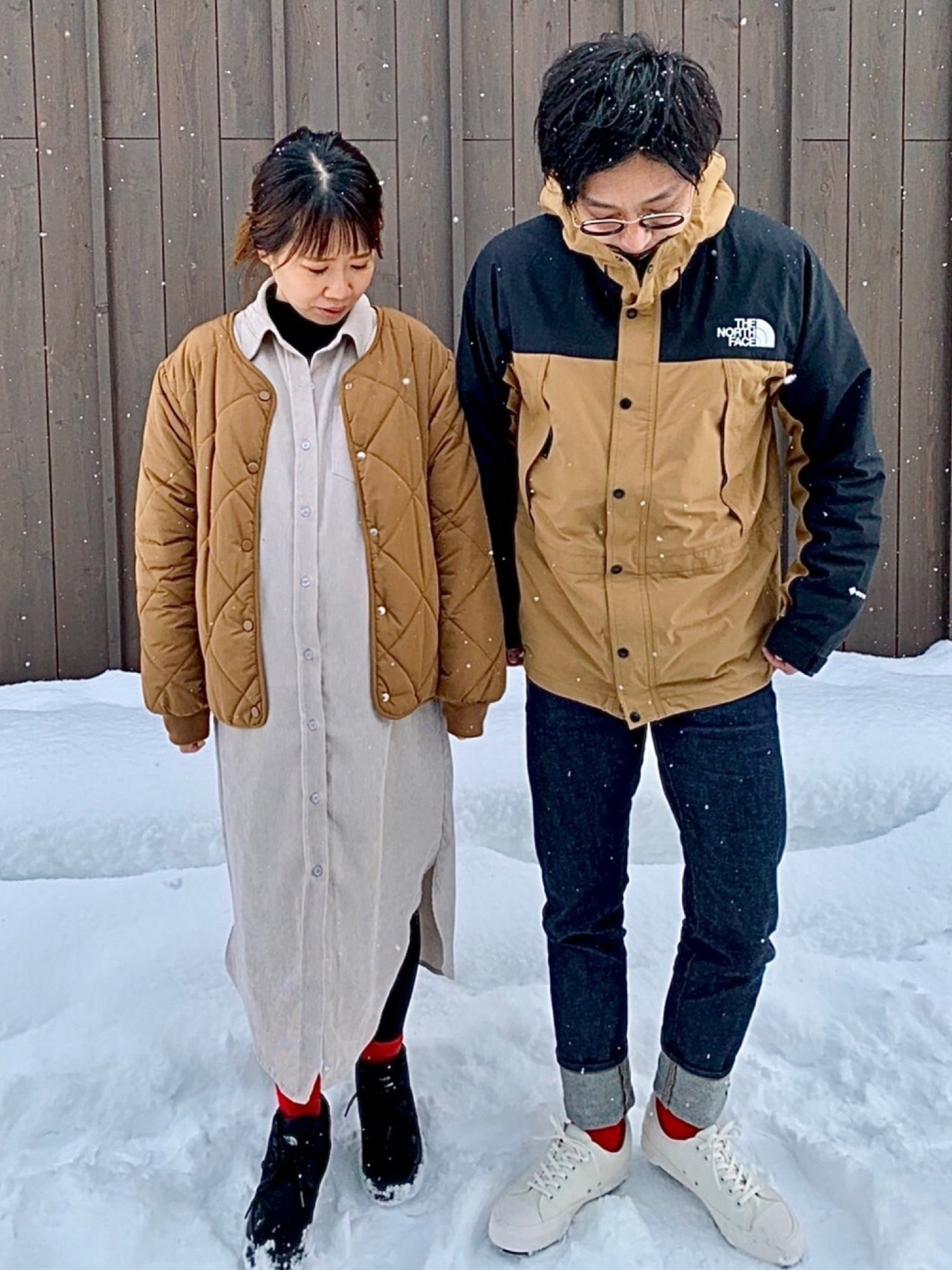 THE NORTH FACE マウンテンパーカー ベージュ/ブラック【試着のみ】 海外限定✨ノースフェイス NEWマウンテンパーカー ベージュ×黒