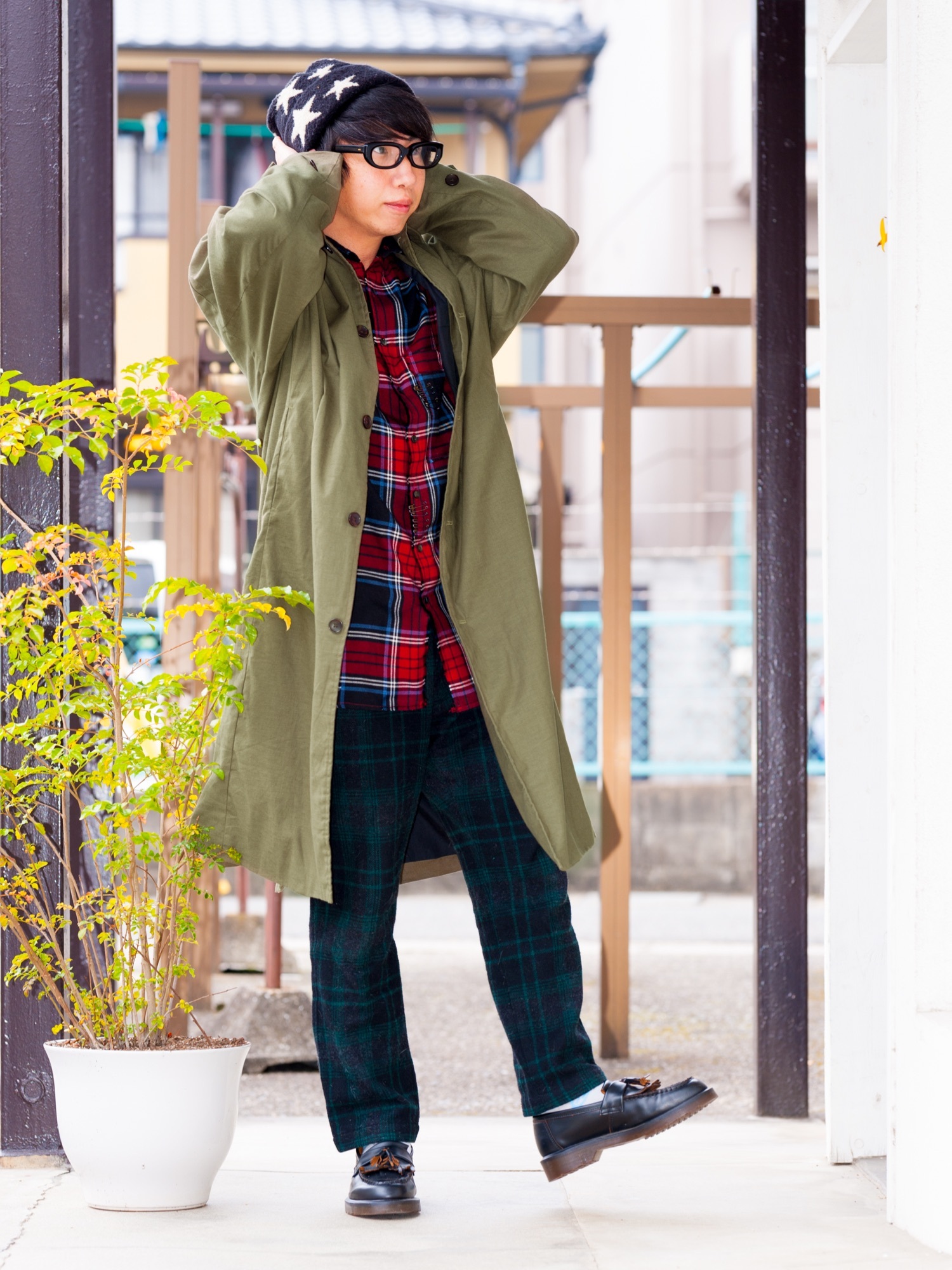 最終値下げshareef TARTAN CHECK L/S SHIRTS SHAREEF（シャリーフ）の「SILK TARTAN CHECK LONG SHIRTS（シャツ