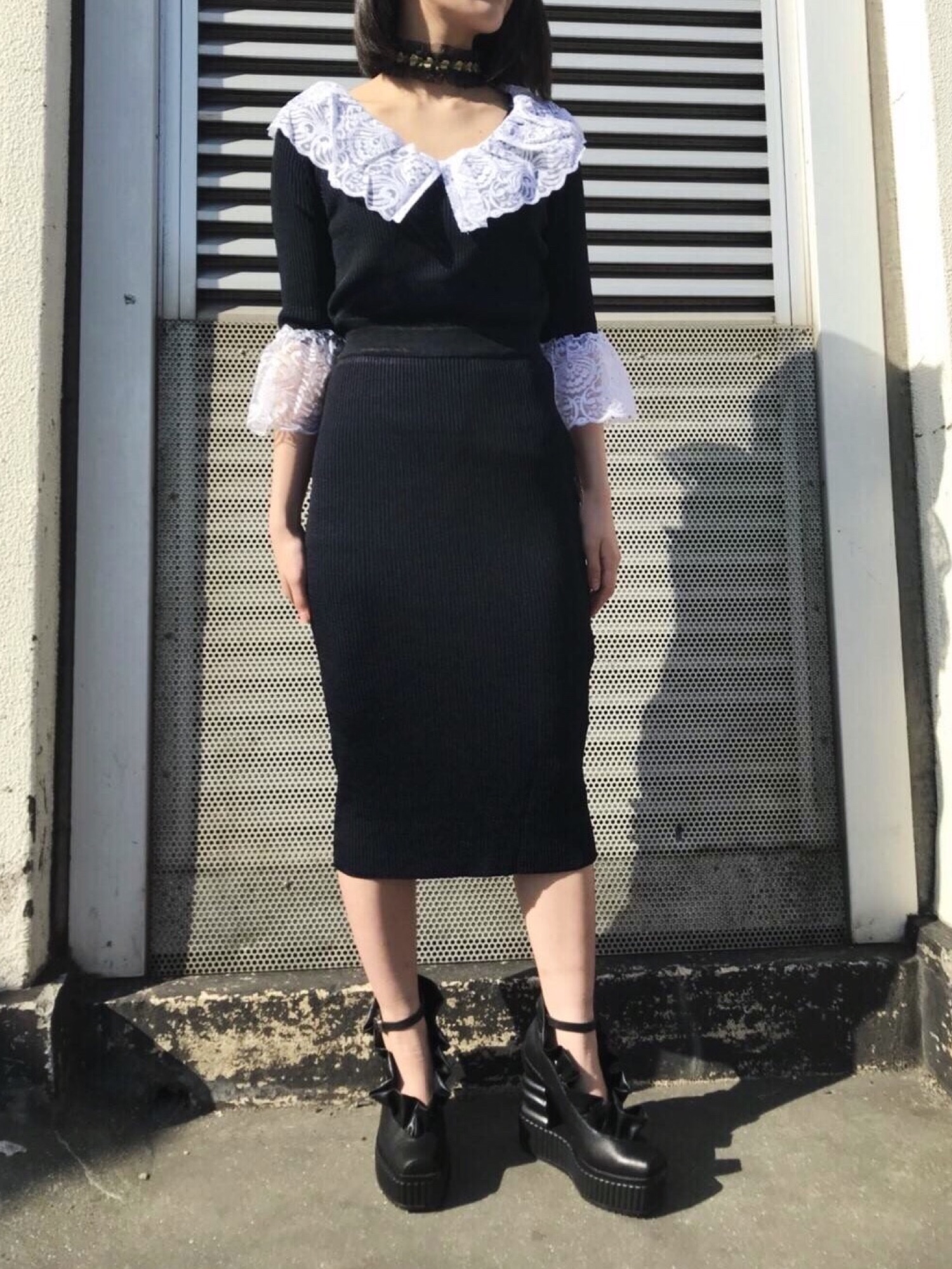 PAMEO POSE（パメオポーズ）の「LACE COLLAR KNIT DRESS（ワンピース