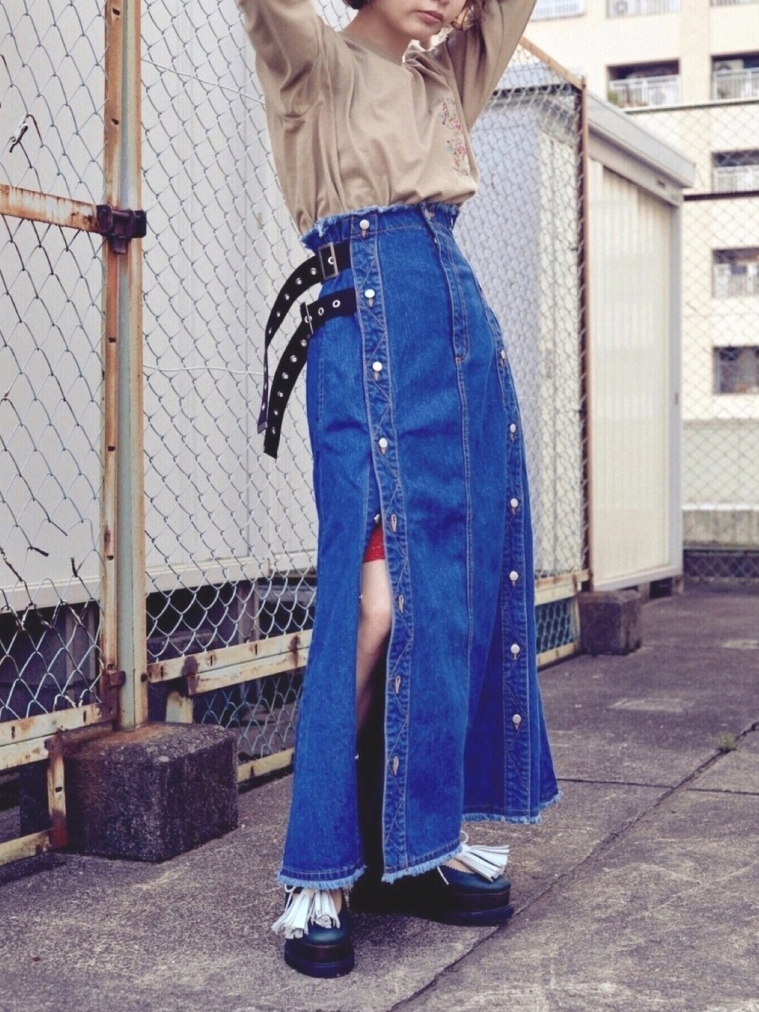 PAMEOPOSE パメオポーズ デニムスカートBeltedAlienSkirt