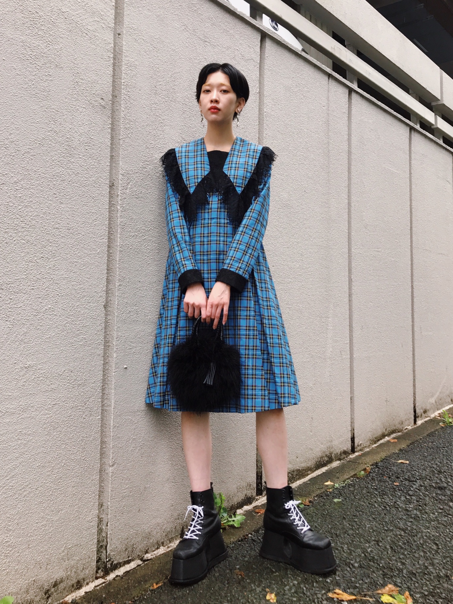 PAMEO POSE（パメオポーズ）の「Big Collar Plaid Dress（ワンピース