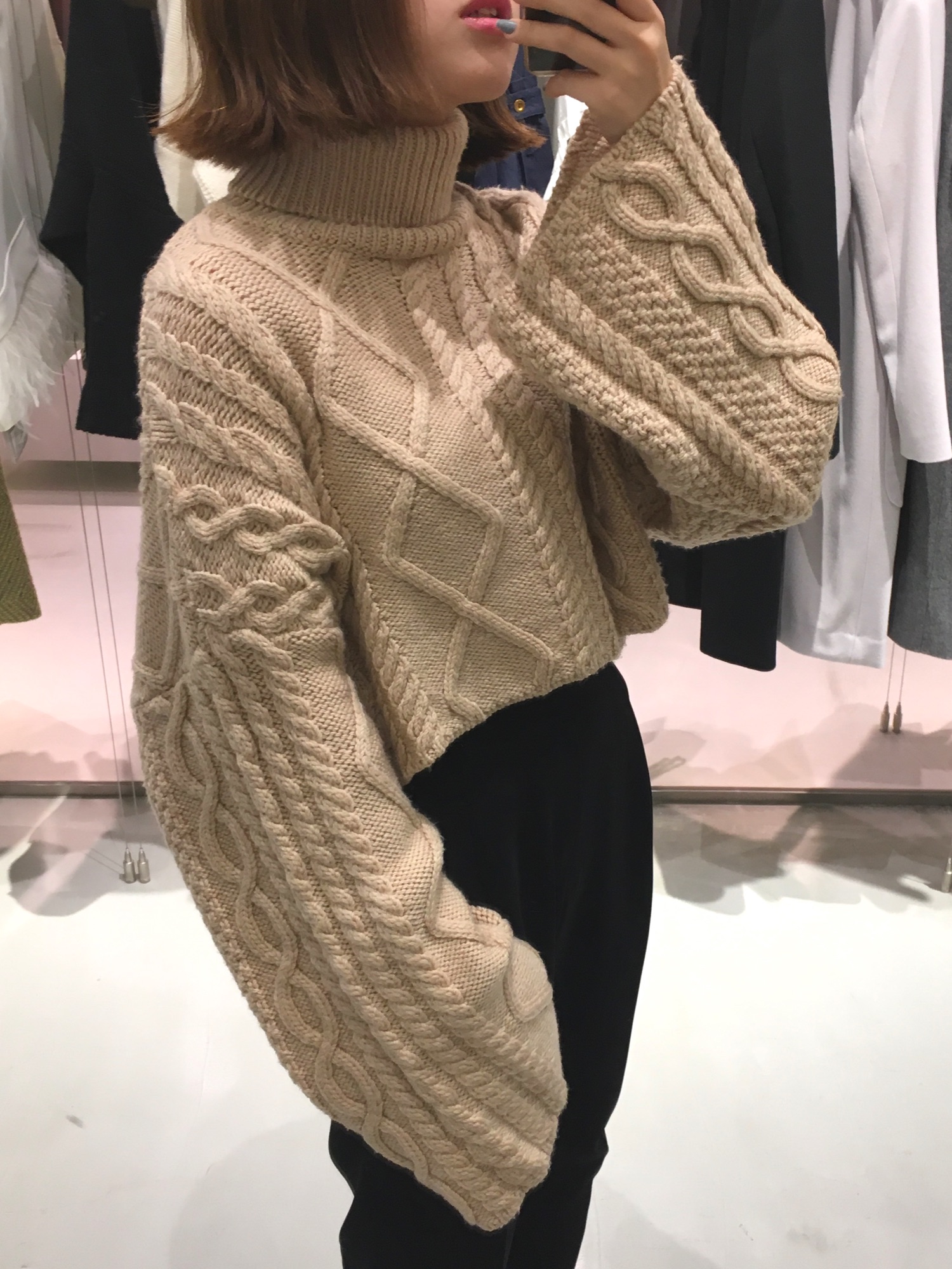 ELIN エリン cable ELIN エリン ケーブルクロップドニット ハイネック  